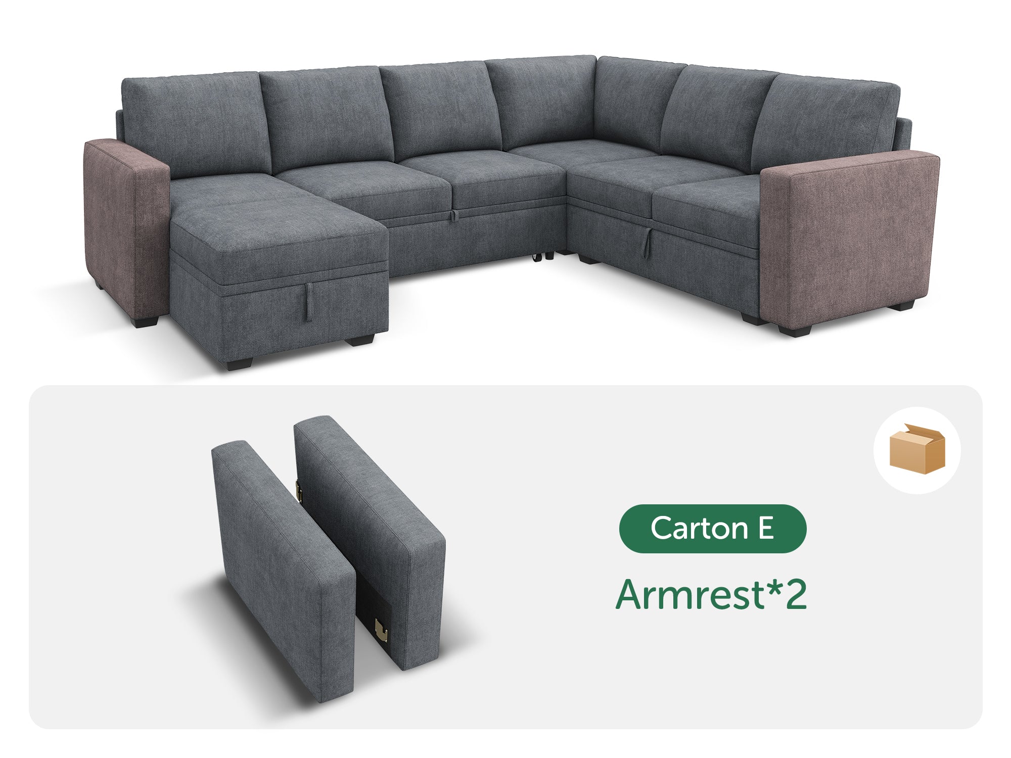 HONBAY 1 Pair of Modular Sectional Armrests