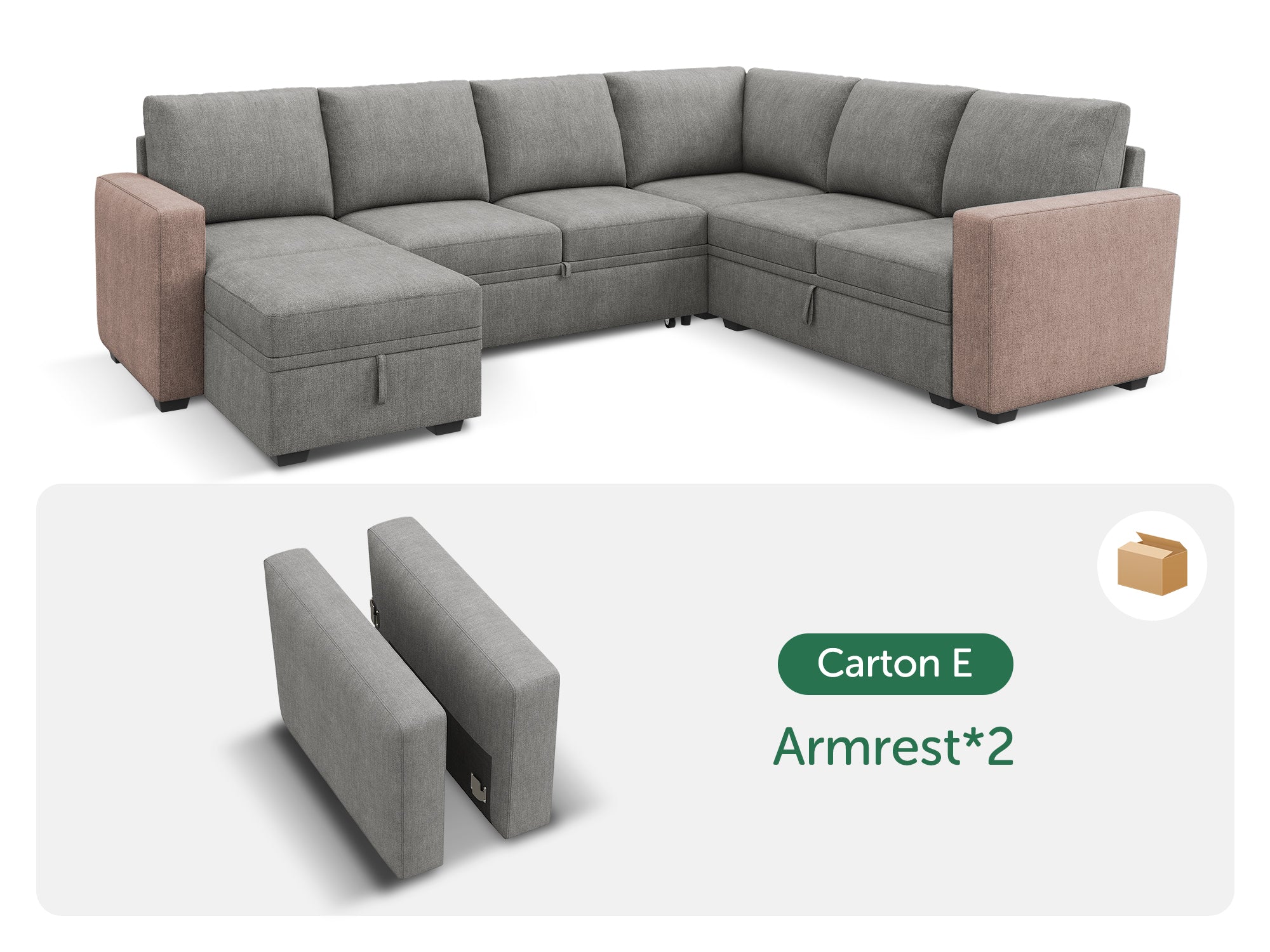 HONBAY 1 Pair of Modular Sectional Armrests