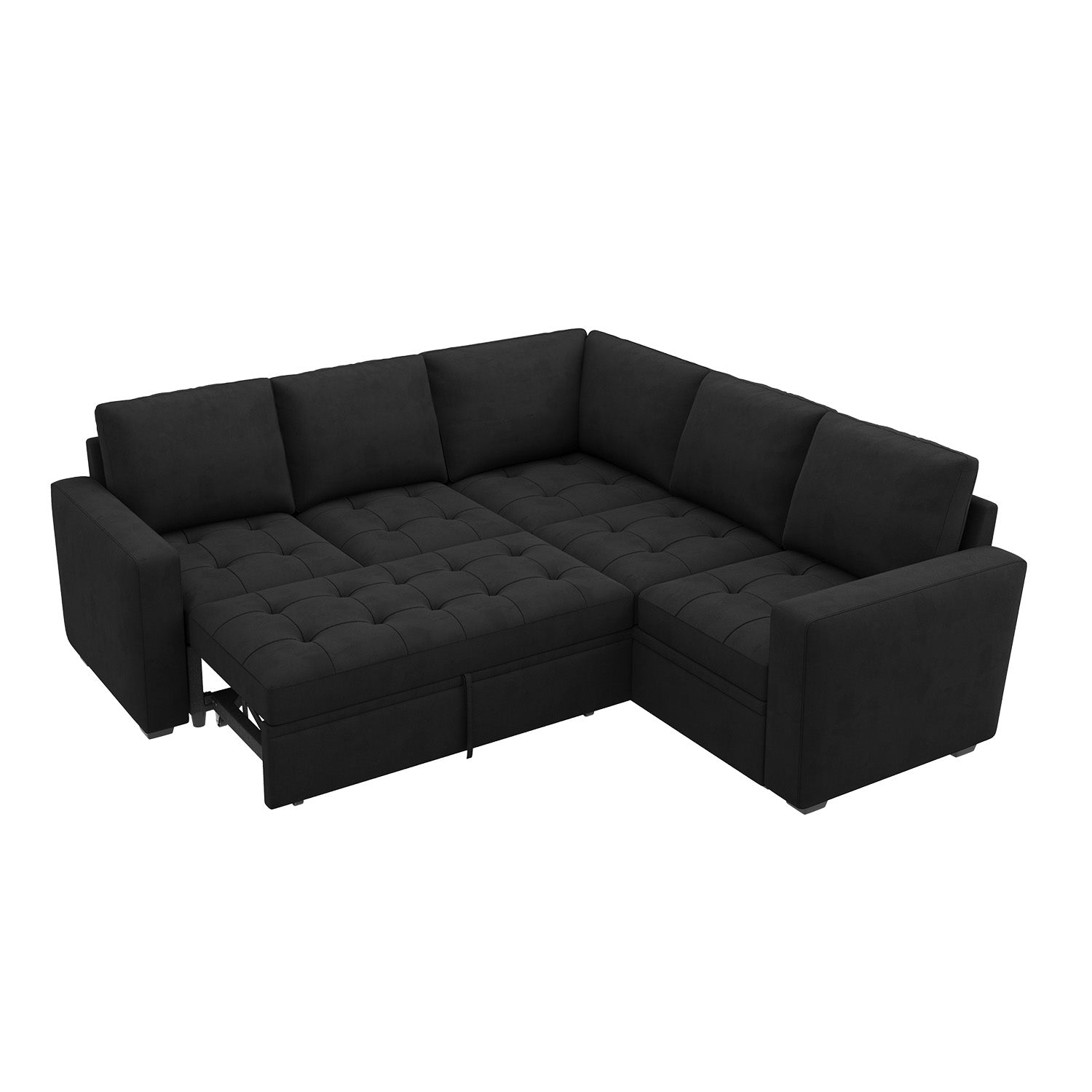 HONBAY 5-Piece Velvet Modular Sleeper Sectional Sofa With Storage Space