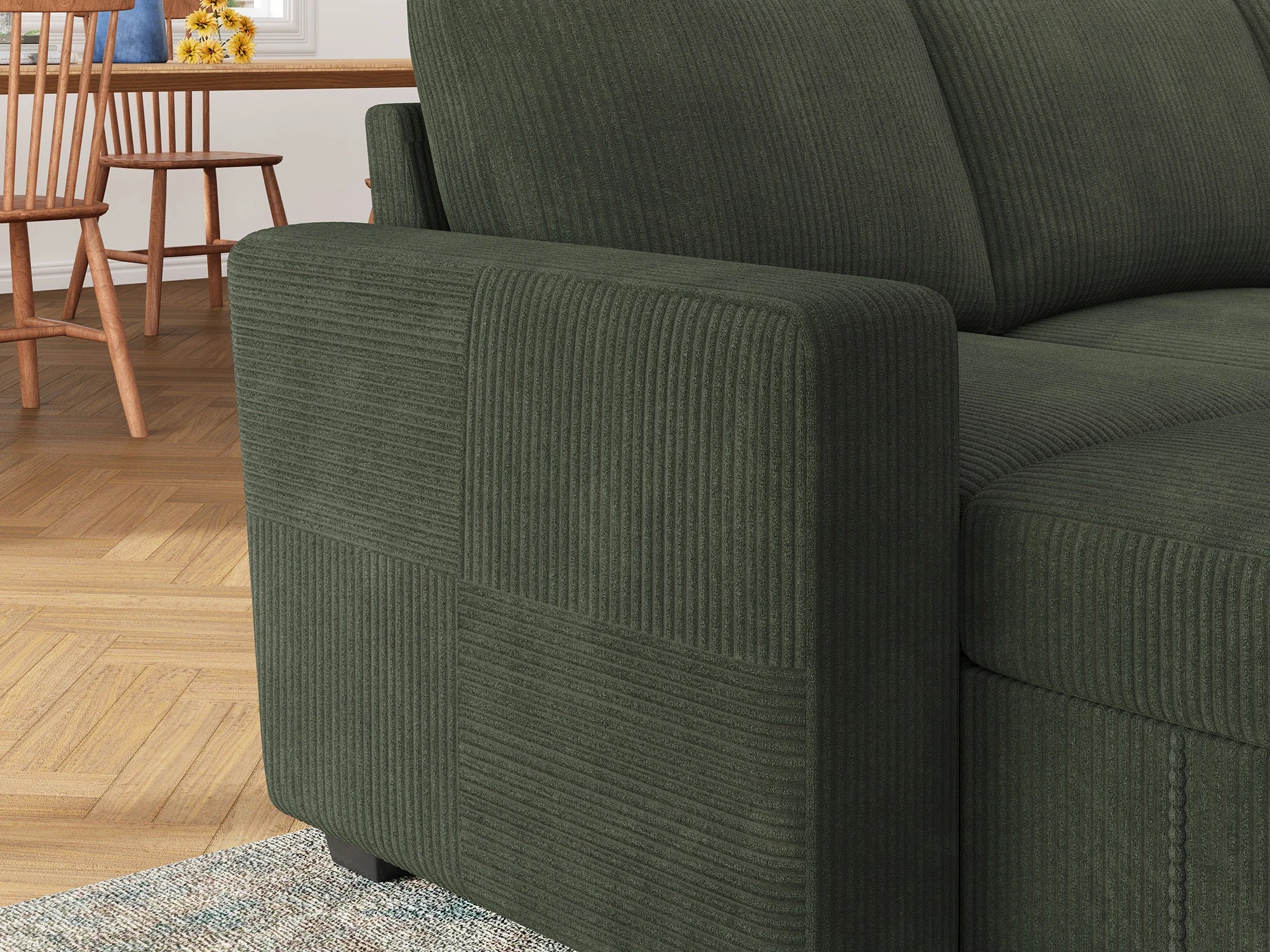 8-Piece Corduroy U-Shaped  Sleeper Sectional 
#Color_Corduroy Green