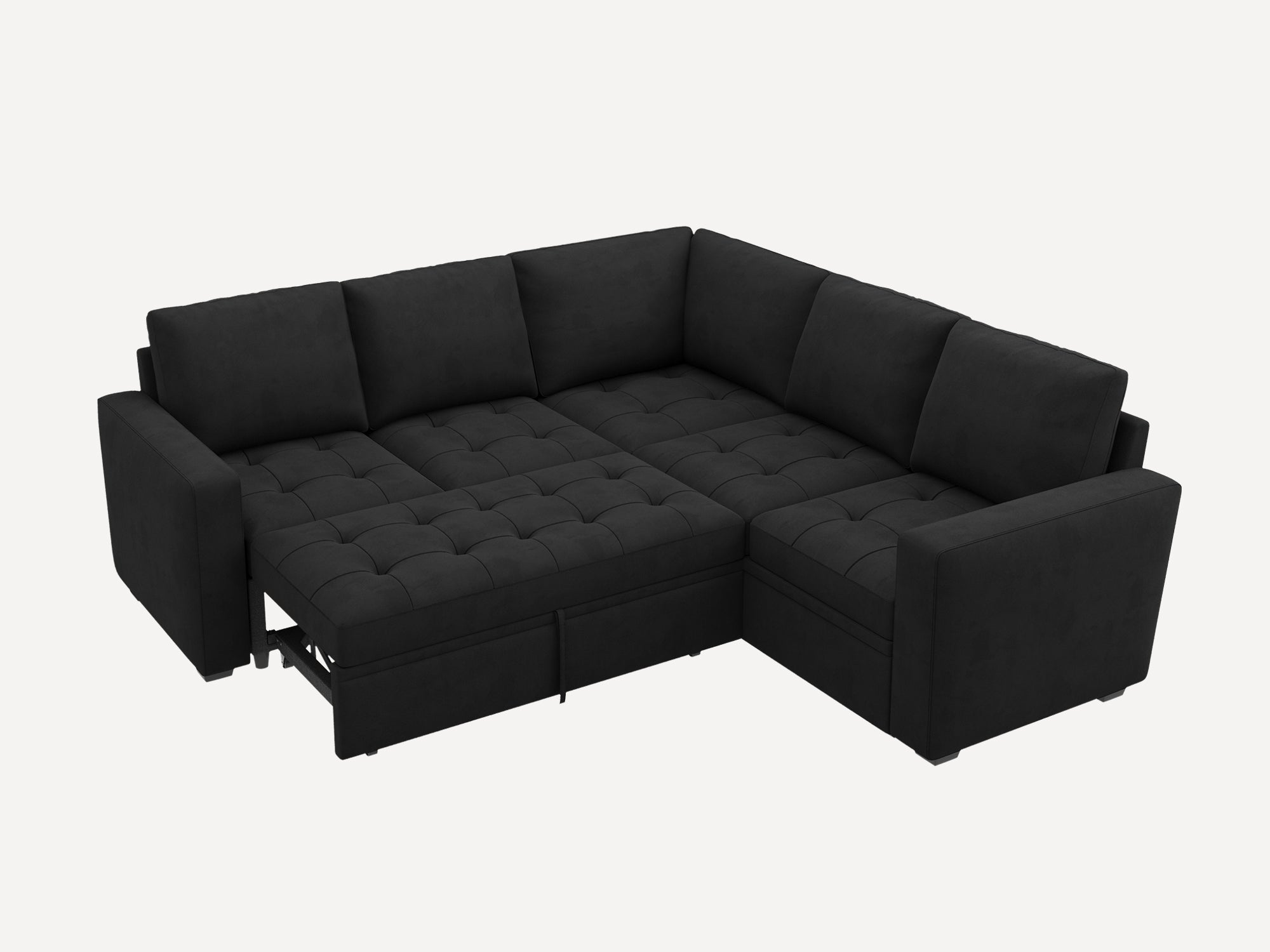 HONBAY 5-Piece Velvet Modular Sleeper Sectional Sofa With Storage Space