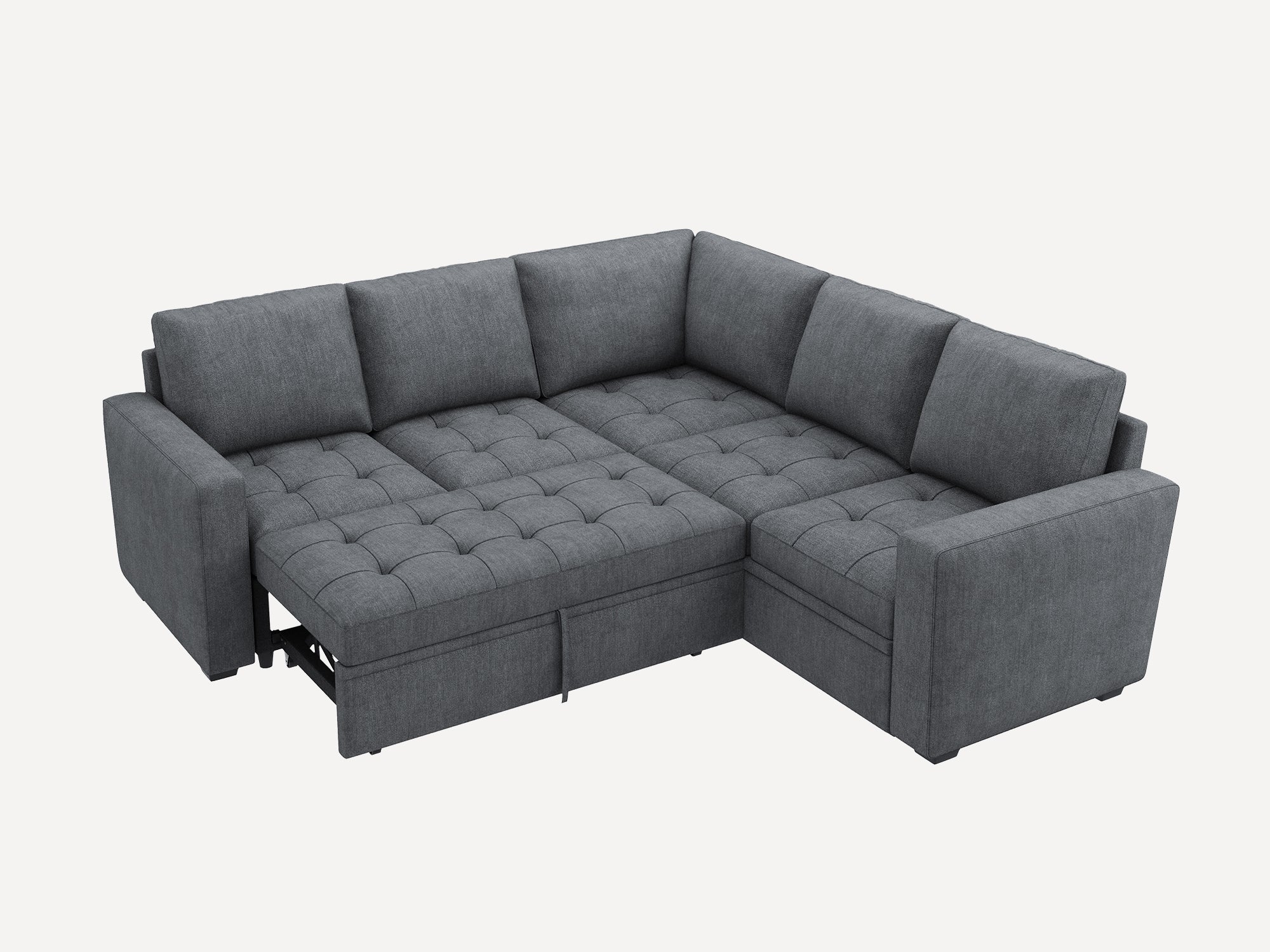 HONBAY 5-Piece Polyester Modular Sleeper Sectional Sofa With Storage Space