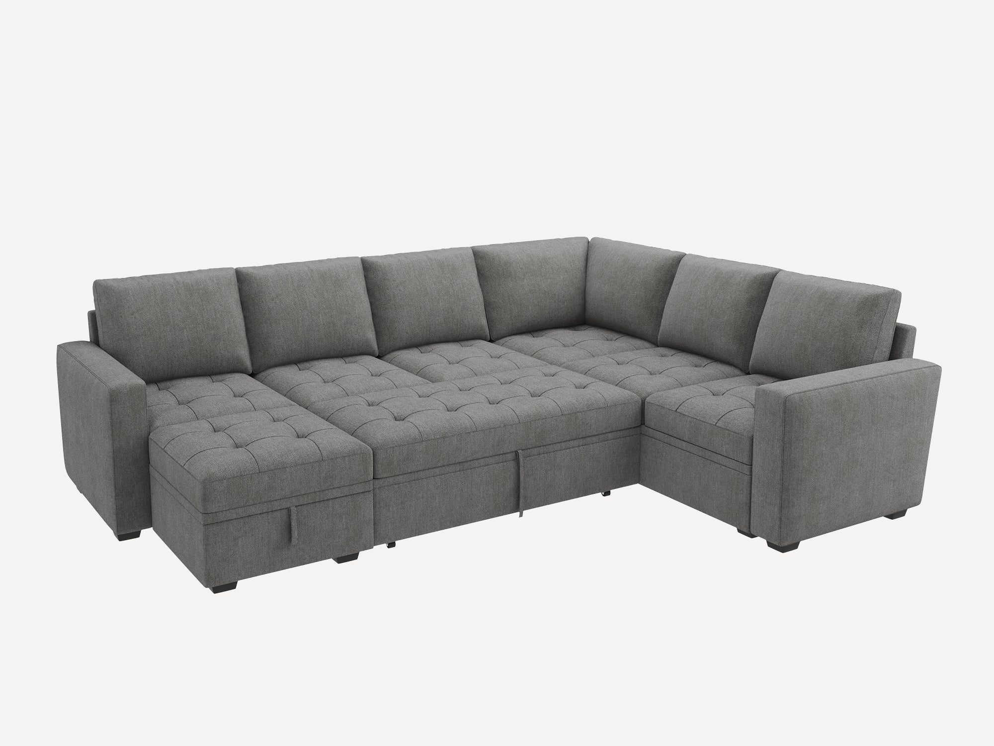 HONBAY 7-Piece Polyester Modular Sleeper Sectional Sofa With Storage Space