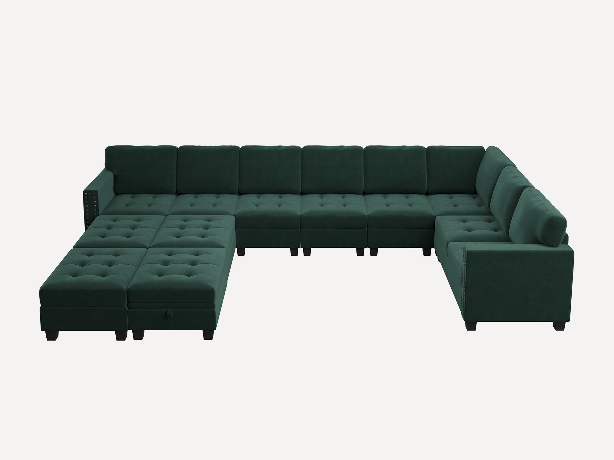 HONBAY 12-Piece Velvet Modular Sleeper Sectional With Storage Space