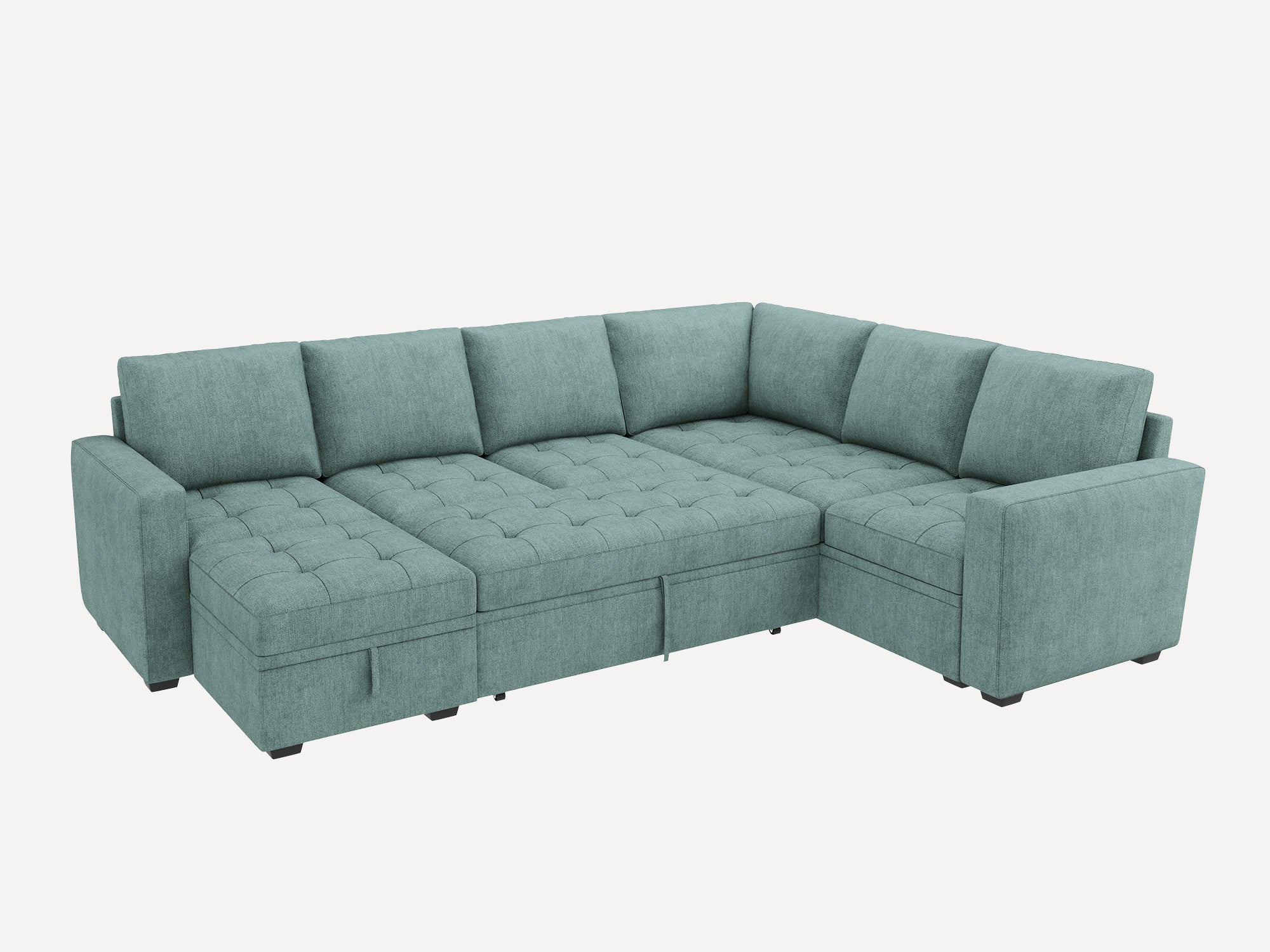 HONBAY 7-Piece Polyester Modular Sleeper Sectional Sofa With Storage Space