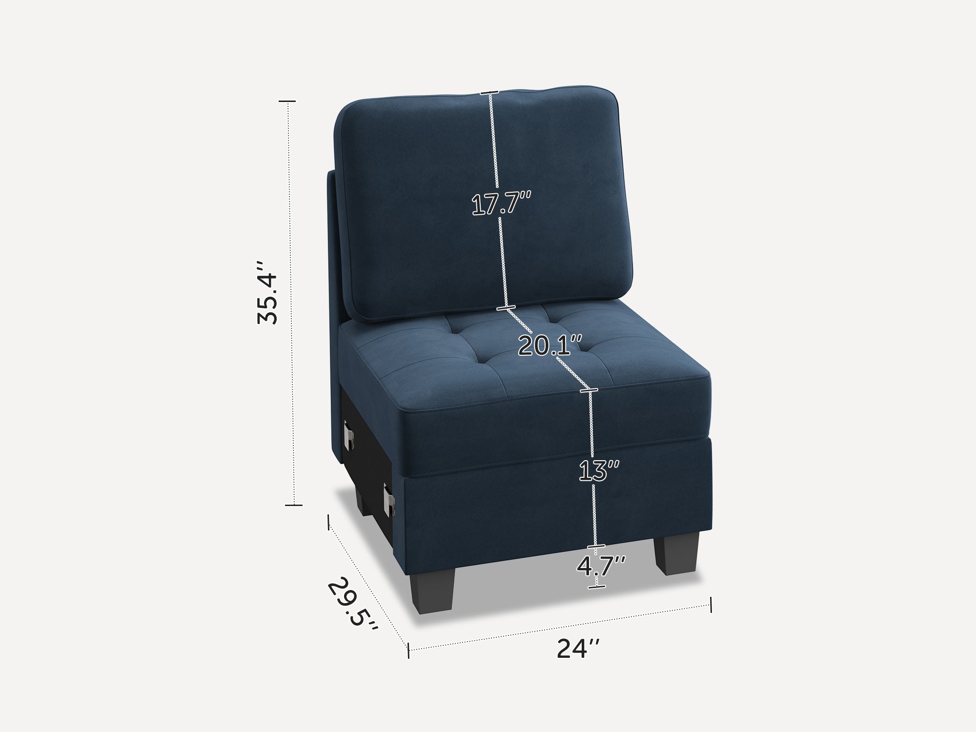 HONBAY 1 Piece Velvet Modular Seat