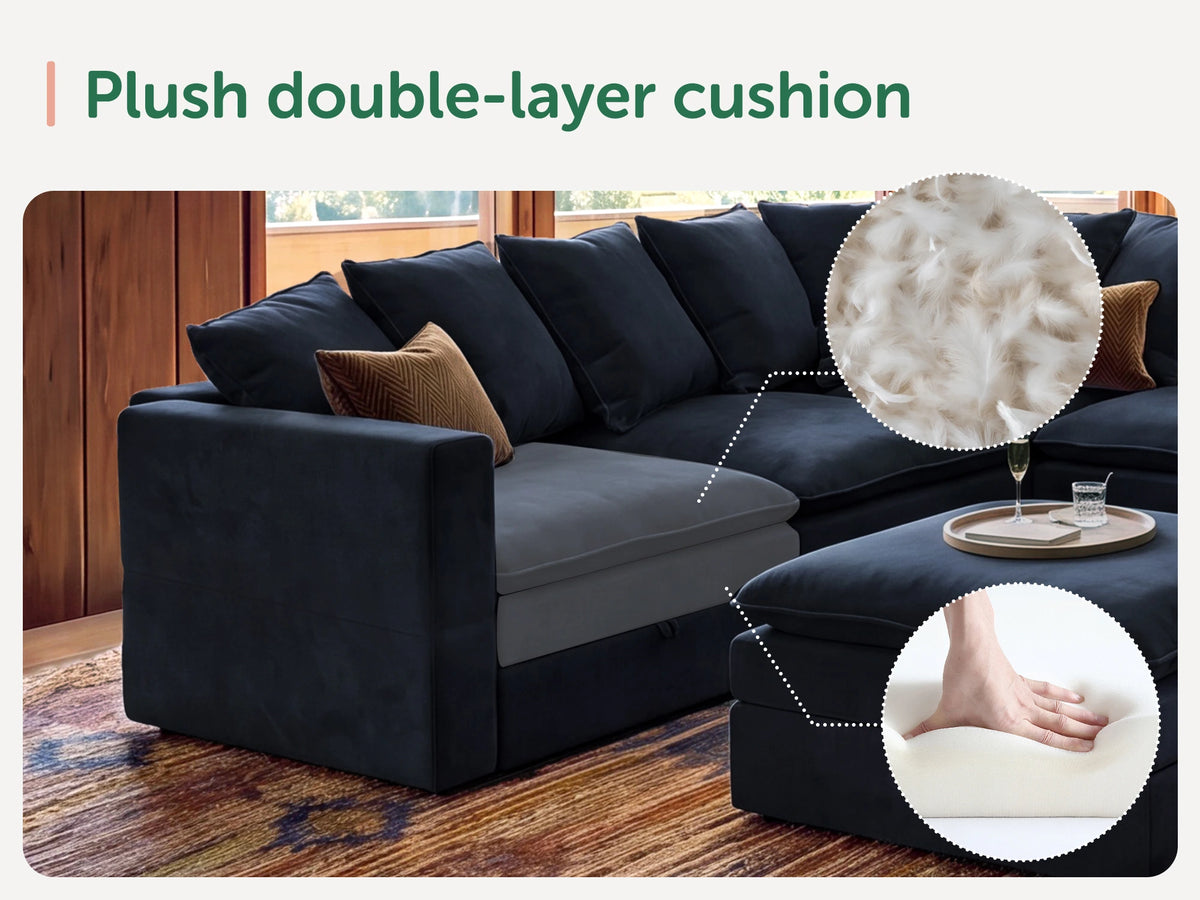 Opua Living Room Set 6 Seater Cloud Sectional with Armchair