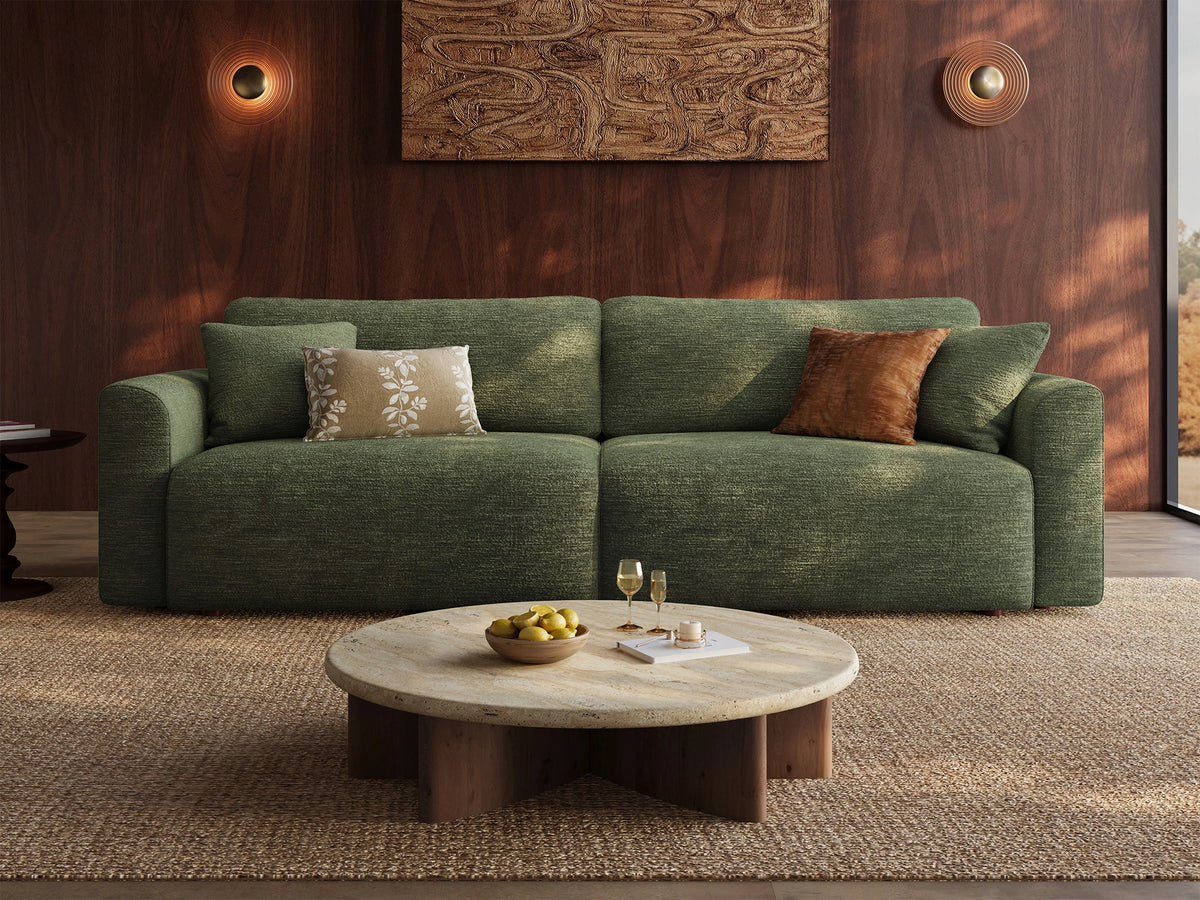 Cala 2-Seater Chenille Sofa Bed with Storage
#Color_ Olive Green