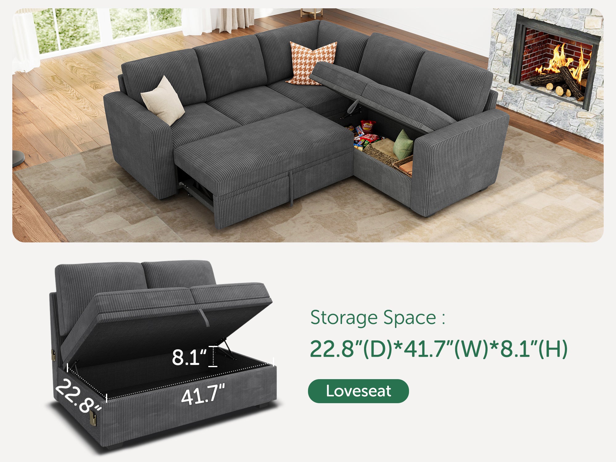 Storage function #Color_Corduroy Grey