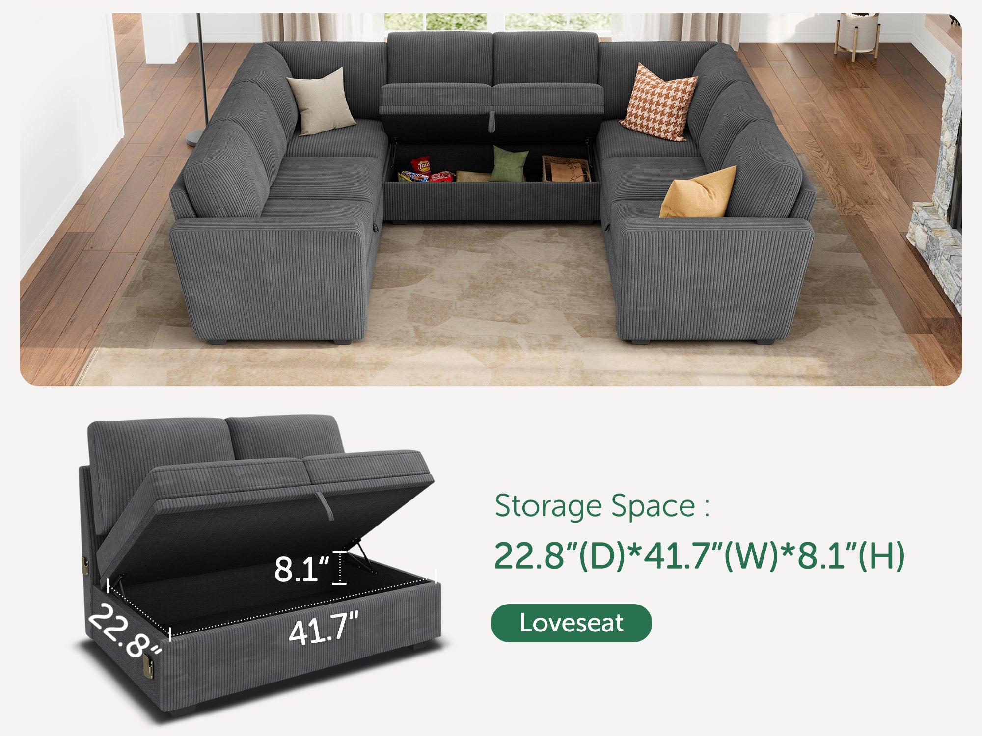 Storage Function #Color_Corduroy Grey