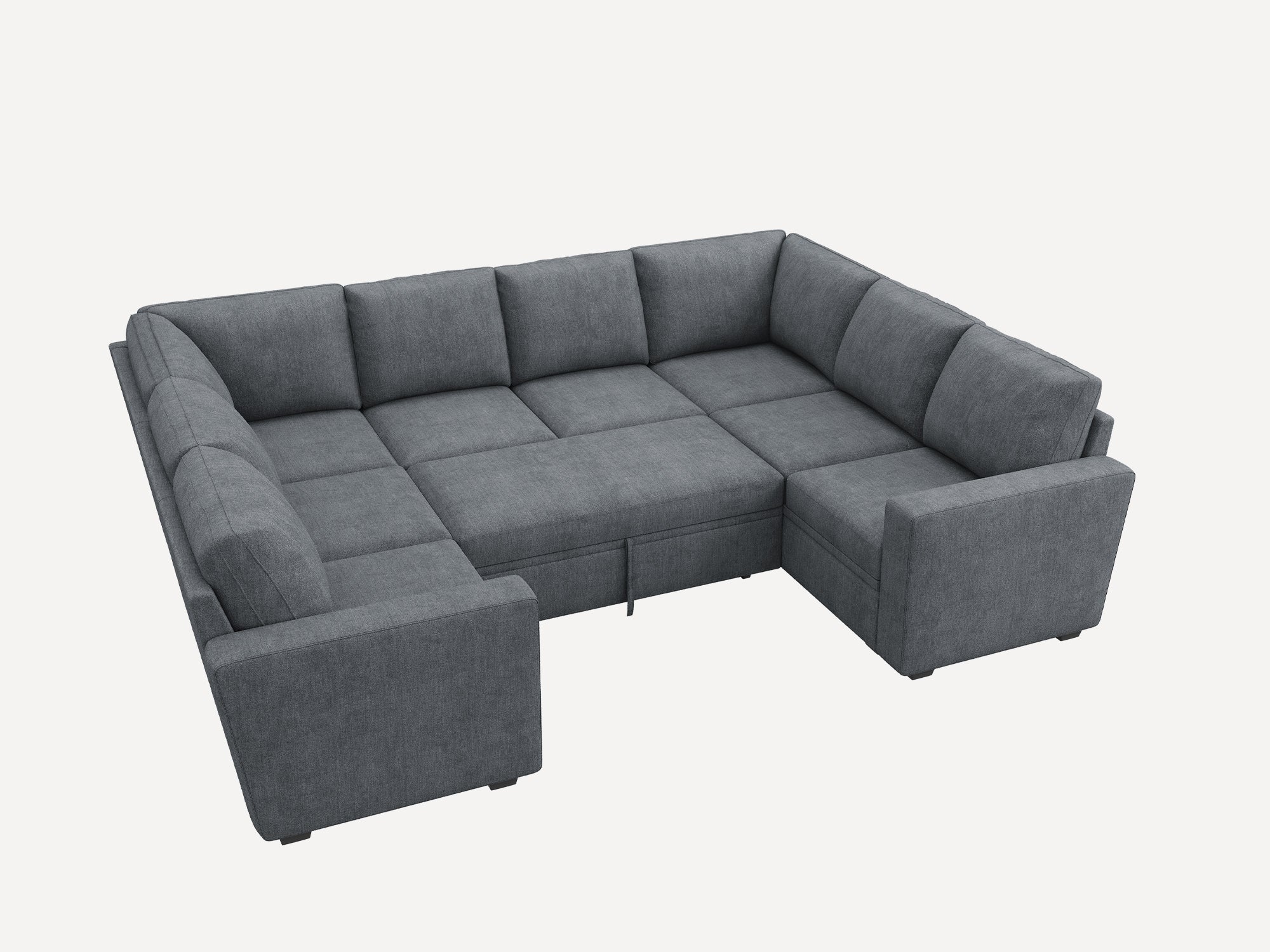 HONBAY 8-Piece Modular Sleeper Sectional With Storage Space #Color_Bluish Grey