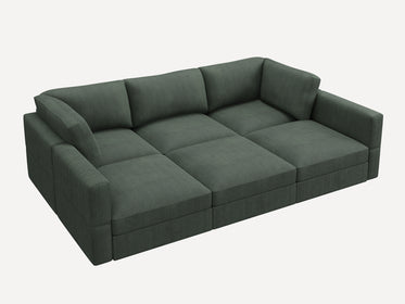 6-Piece Corduroy Modular Sectional Sleeper Cloud Sofa With Oversized Storage Seat#Color_Corduroy Green