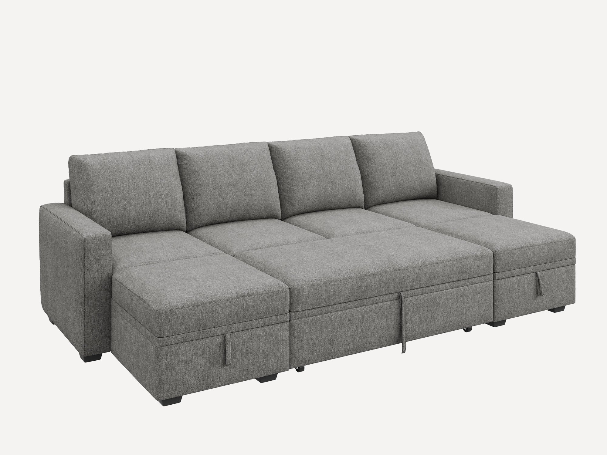 HONBAY Sleep Modular Sofa 6-Seat Sofa Bed with 4-Storage Space #Color_Warm Grey