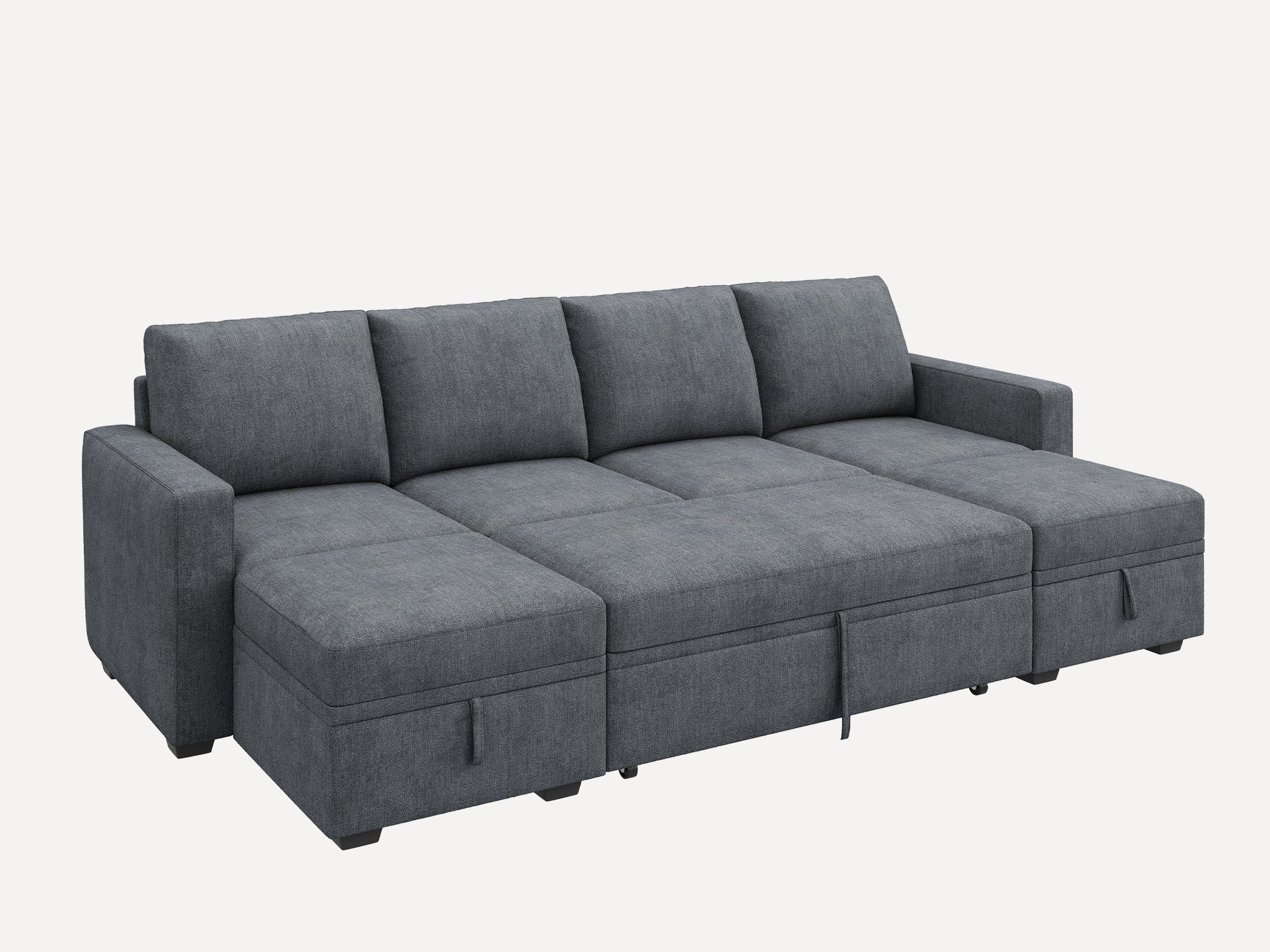 HONBAY Sleep Modular Sofa 6-Seat Sofa Bed with 4-Storage Space #Color_Bluish Grey