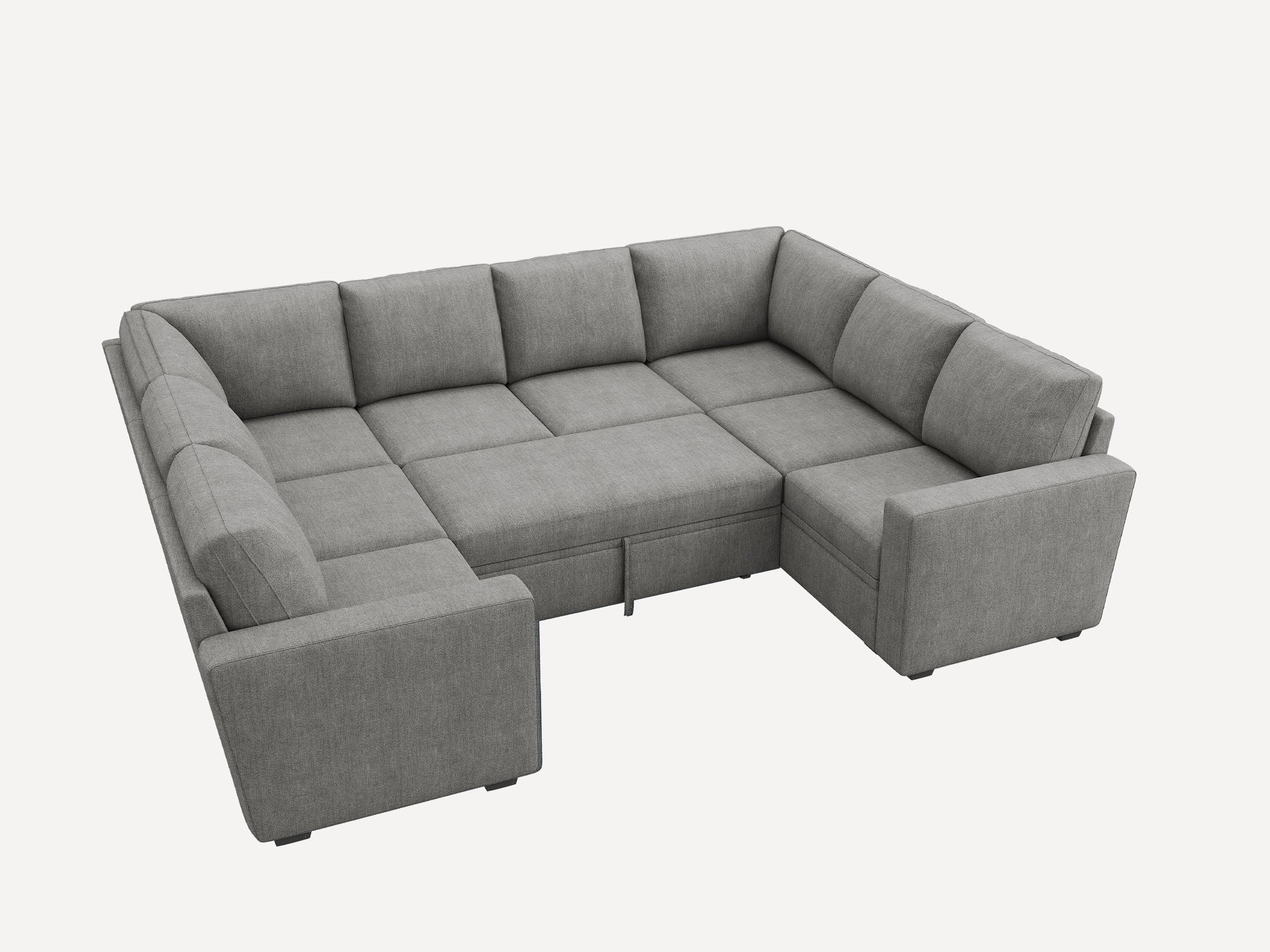 HONBAY 8-Piece Modular Sleeper Sectional With Storage Space #Color_Warm Grey