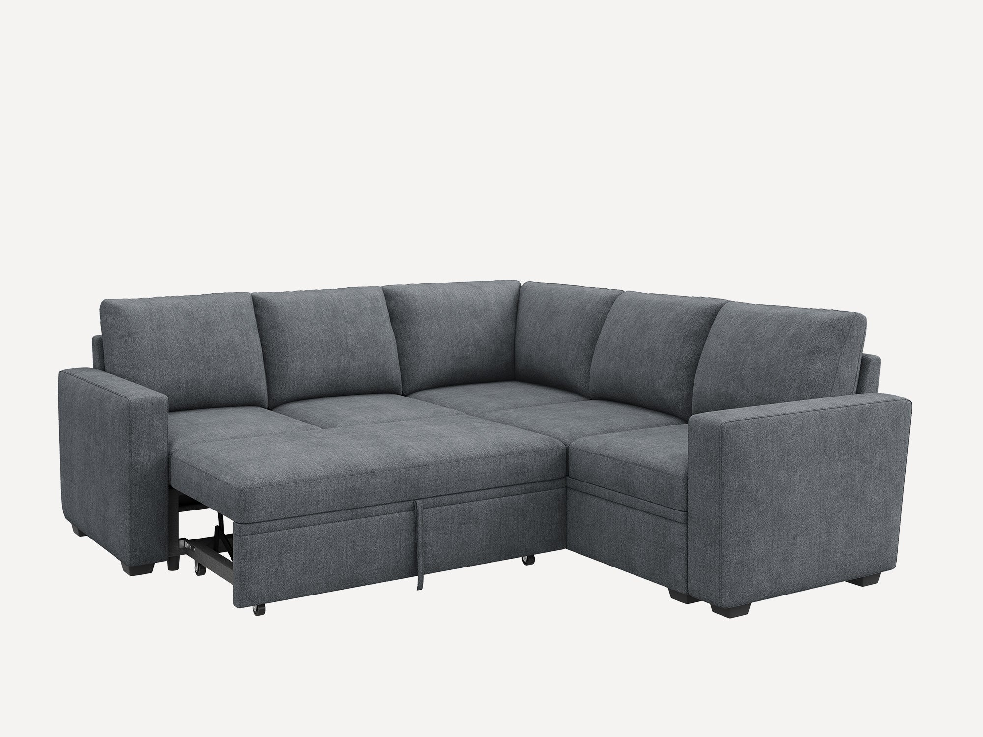 HONBAY 5-Piece Polyester Modular Sleeper Sectional With Storage Space #Color_Bluish Grey