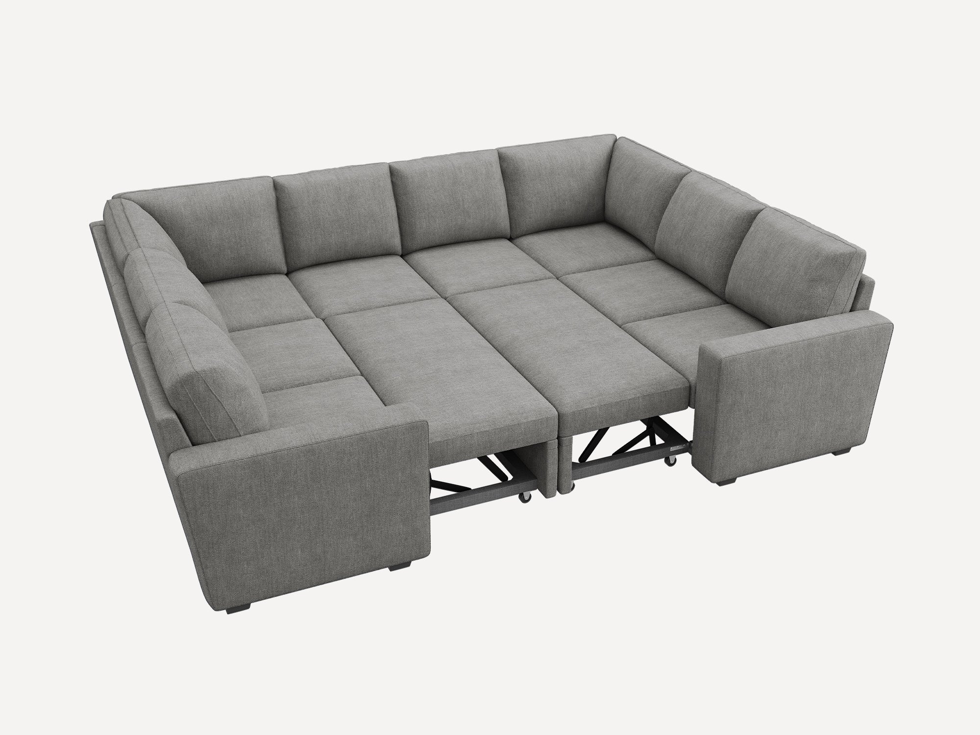 HONBAY Sleep Modular Sofa 8-Seat Sofa Bed with 2-Storage Space #Color_Warm Grey