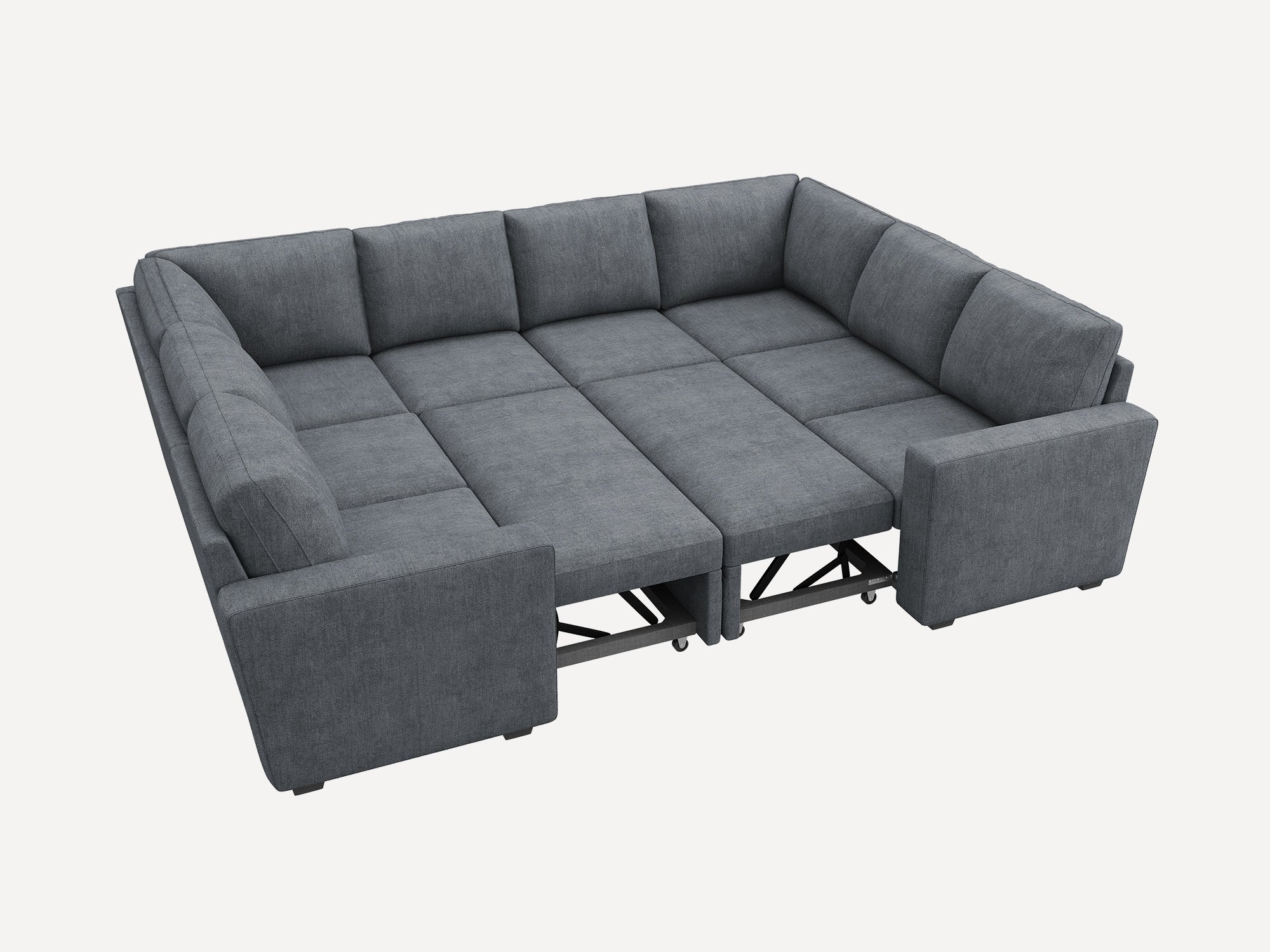 HONBAY Sleep Modular Sofa 8-Seat Sofa Bed with 2-Storage Space #Color_Bluish Grey