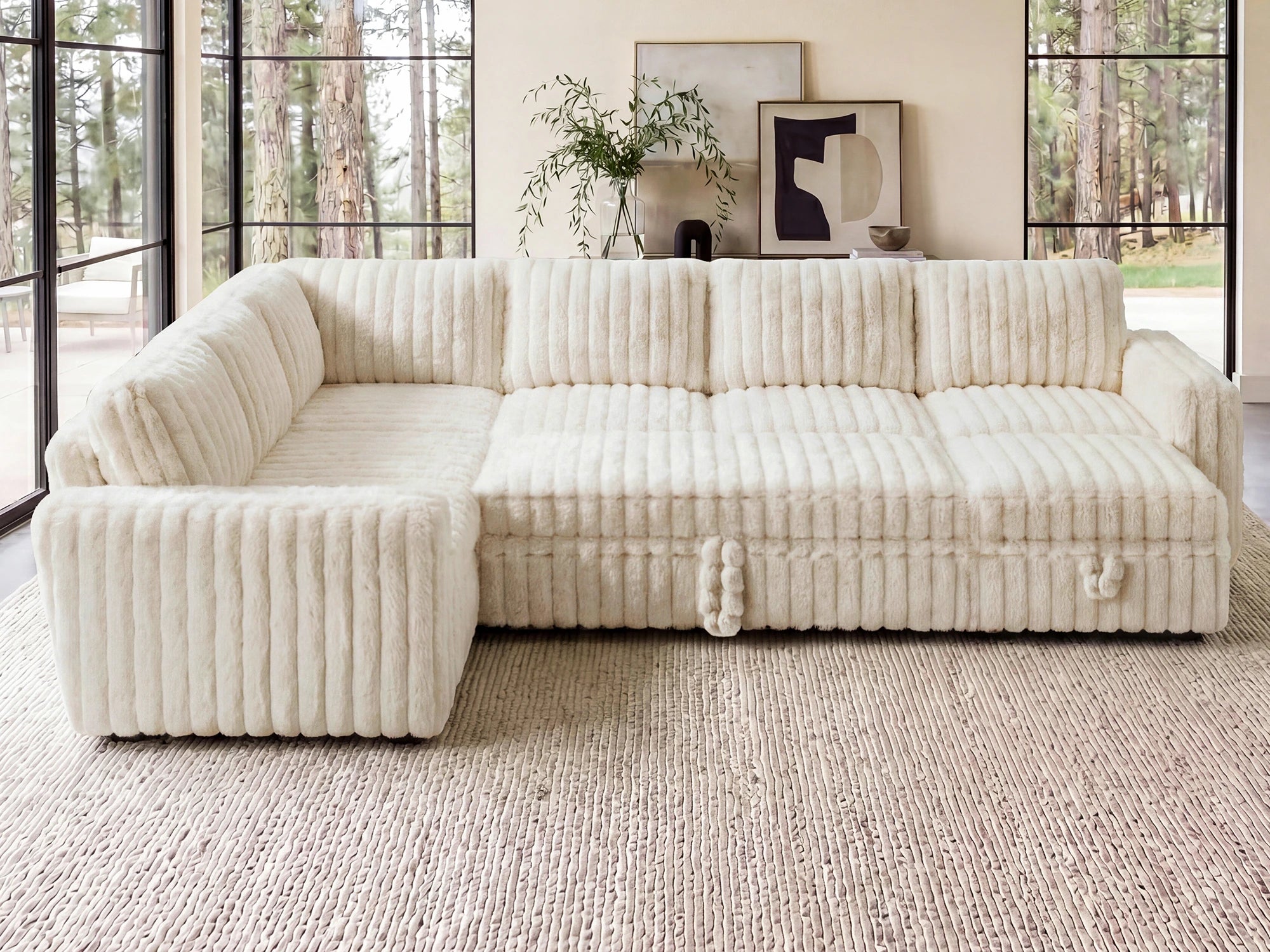Molit 7-Piece Pull-Out Sectional
 #Color_Faux Rabbit Fur Ivory
#Hover