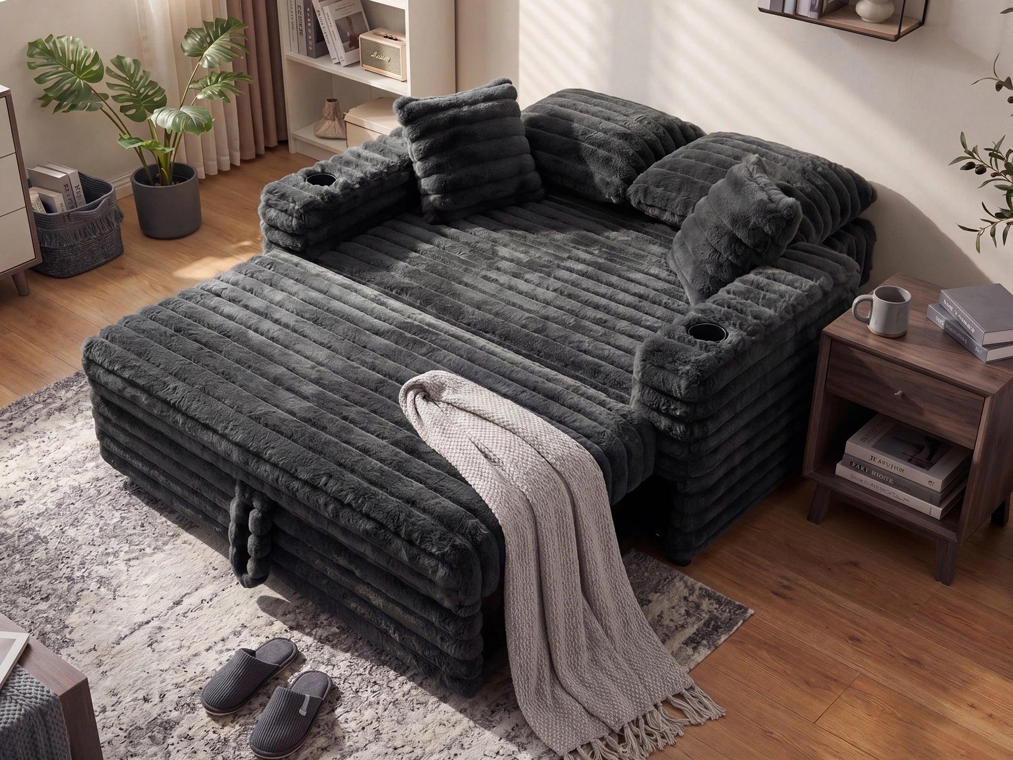 #Color_Faux Rabbit Fur Black