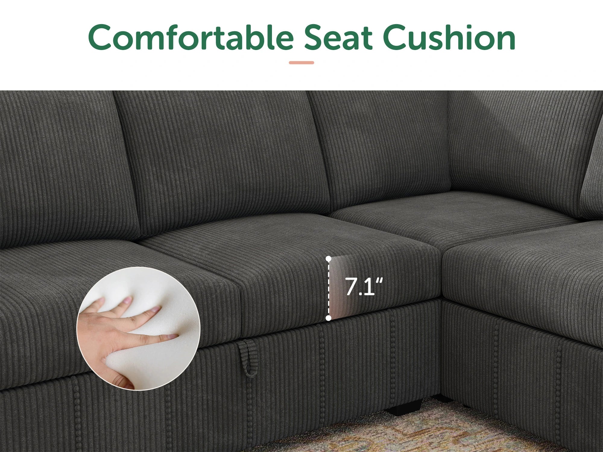 8-Piece Corduroy U-Shaped  Sleeper Sectional 
#Color_Corduroy Grey