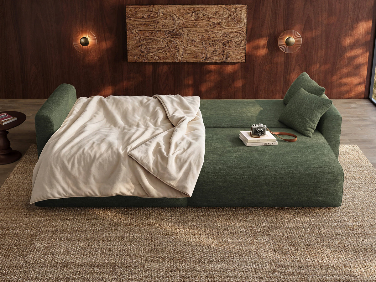 Cala 2-Seater Chenille Sofa Bed with Storage
#Color_ Olive Green
#Hover
