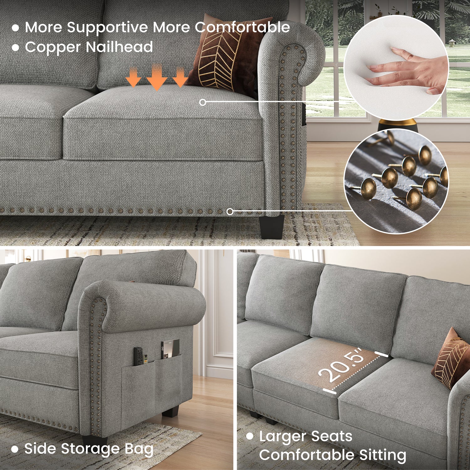 Side Storage Bag for NOLANY Fabric Sectional Sofa Couch