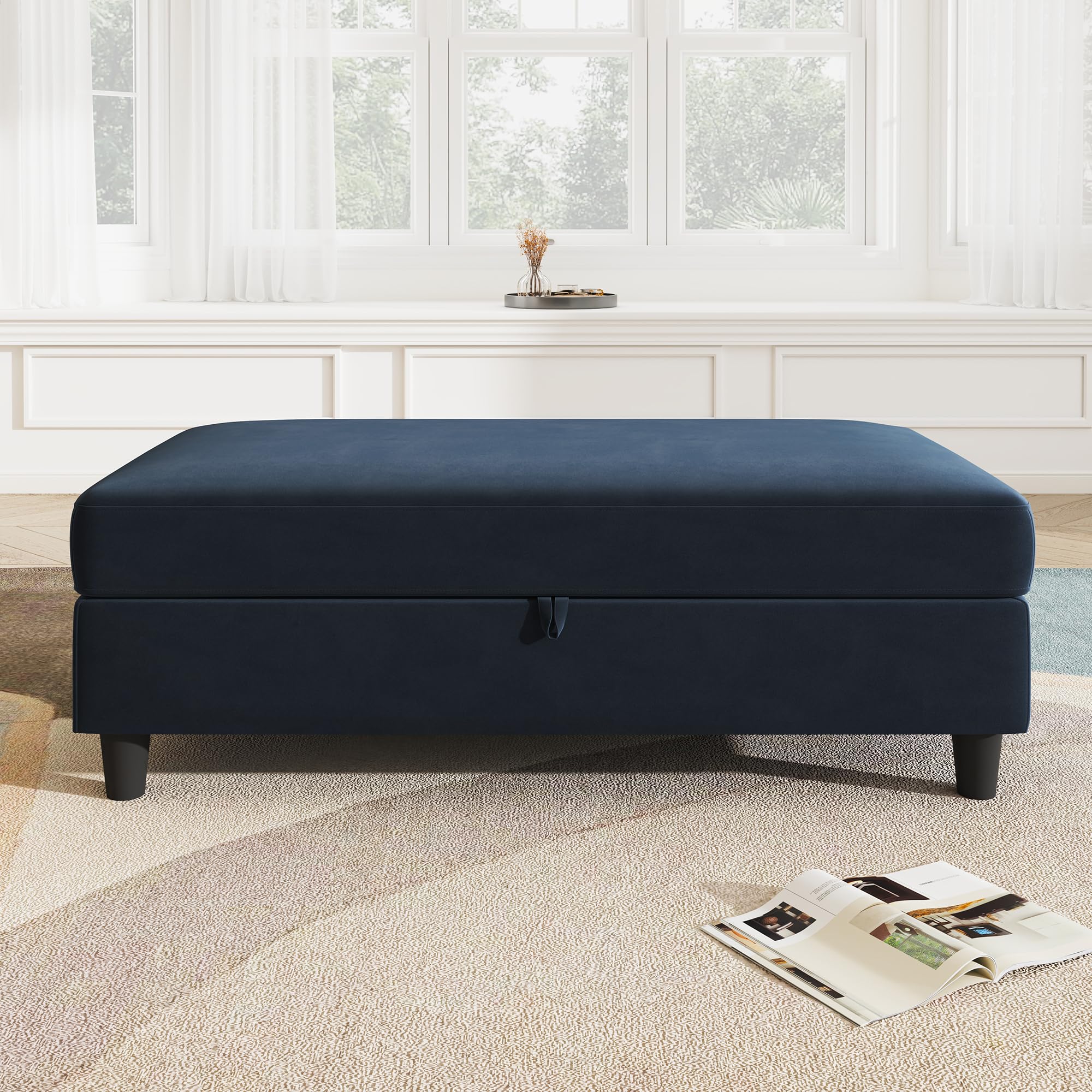 HONBAY 1 Piece Velvet Storage Ottoman