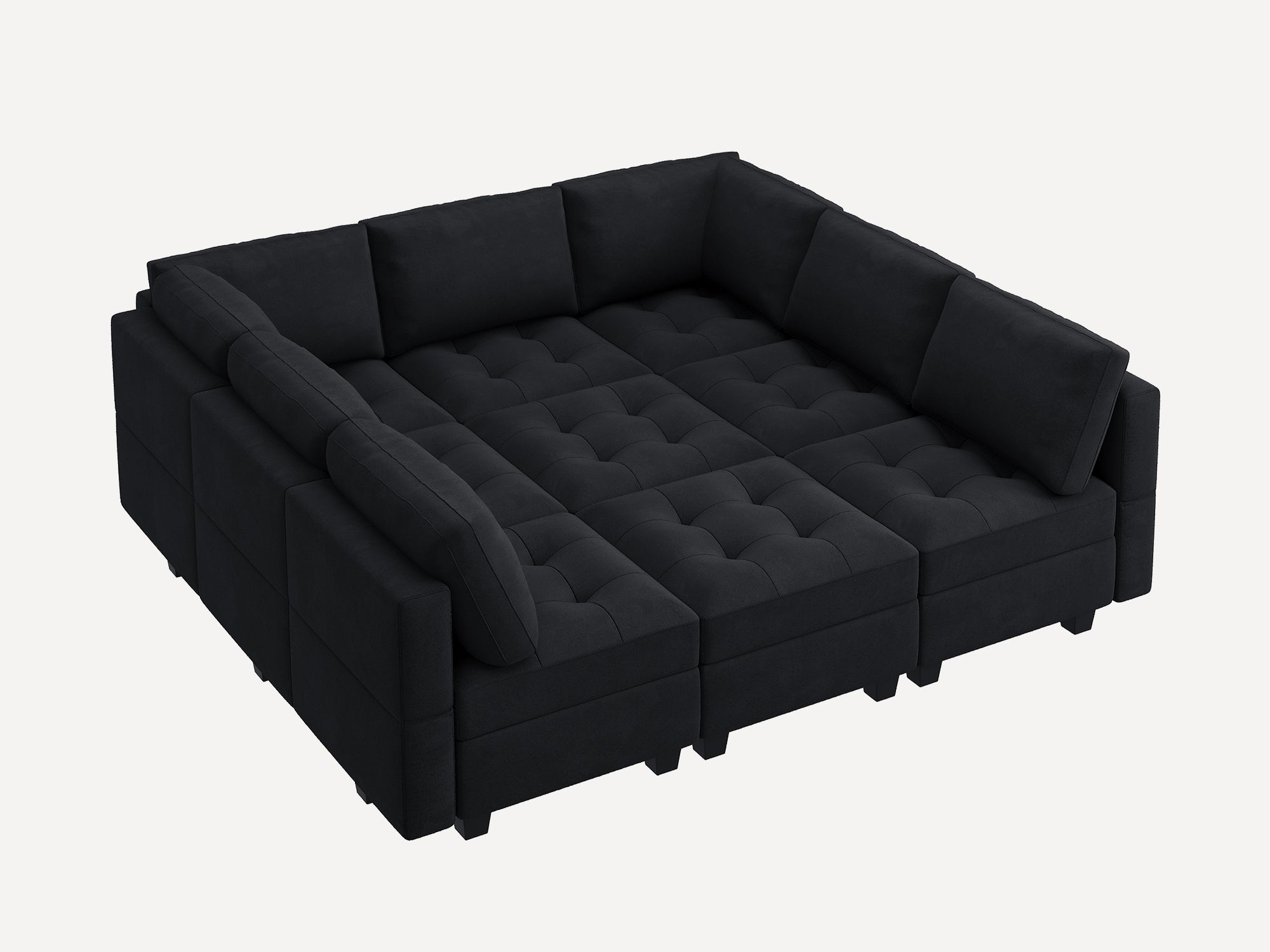 HONBAY Velvet Modular Sleeper Sectional Adjustable Sofa With Storage Seat