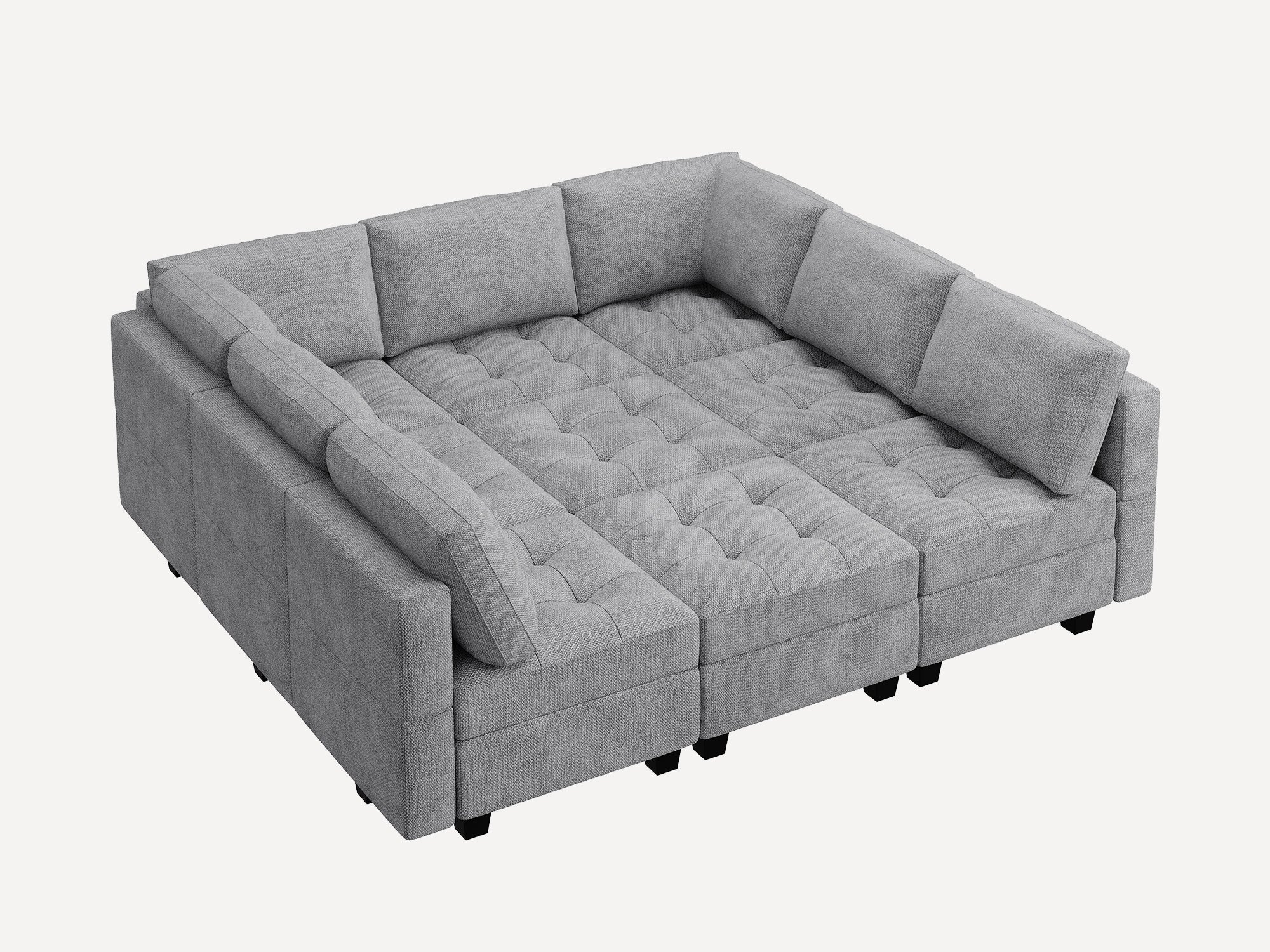 HONBAY Polyester Modular Sleeper Sectional Adjustable Sofa With Storage Seat