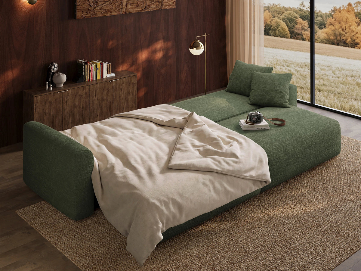 Cala 2-Seater Chenille Sofa Bed with Storage
#Color_ Olive Green