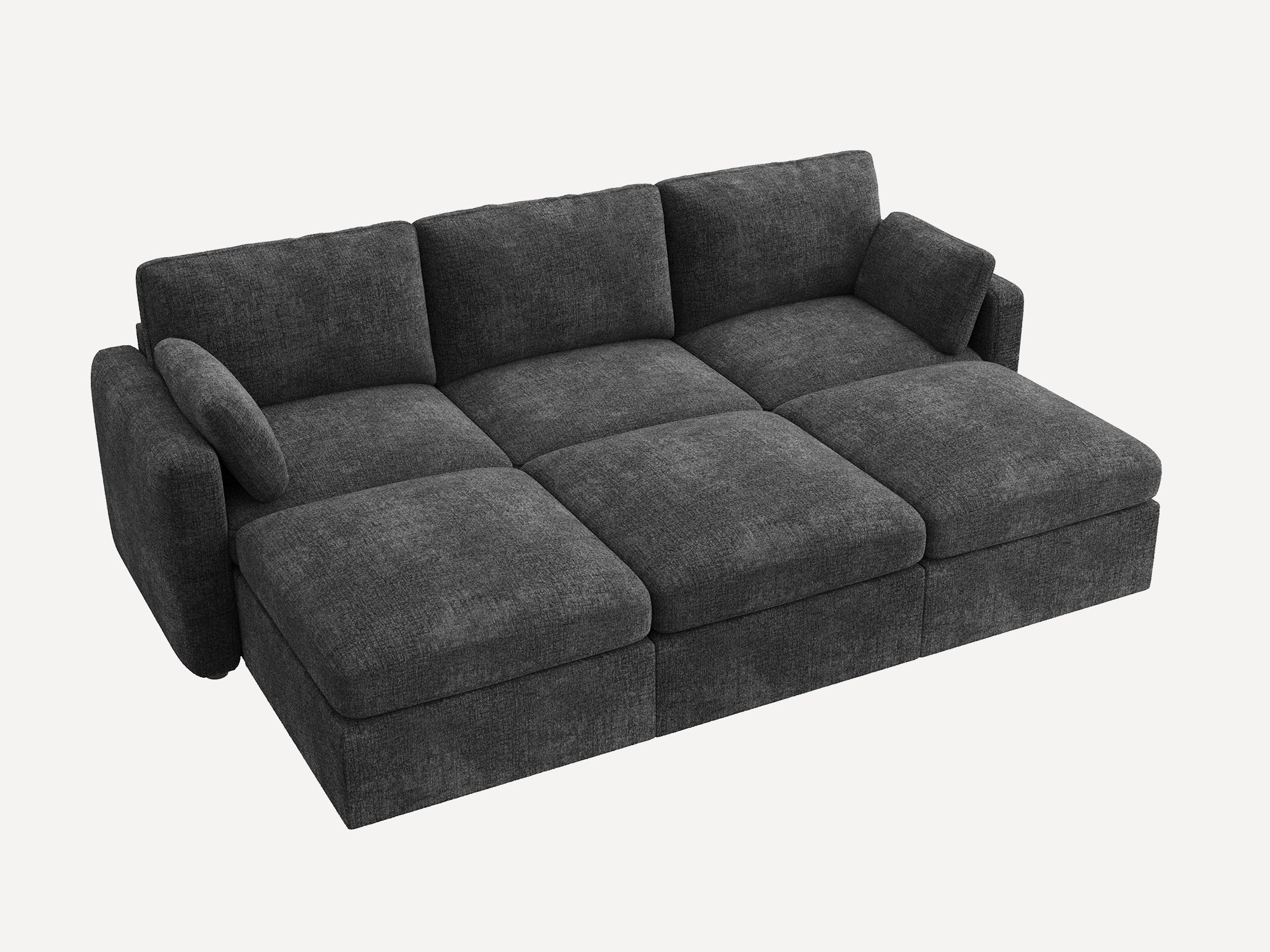 HONBAY 6-Piece Chenille Modular Sectional  Cloud Sofa With Oversized Storage Space