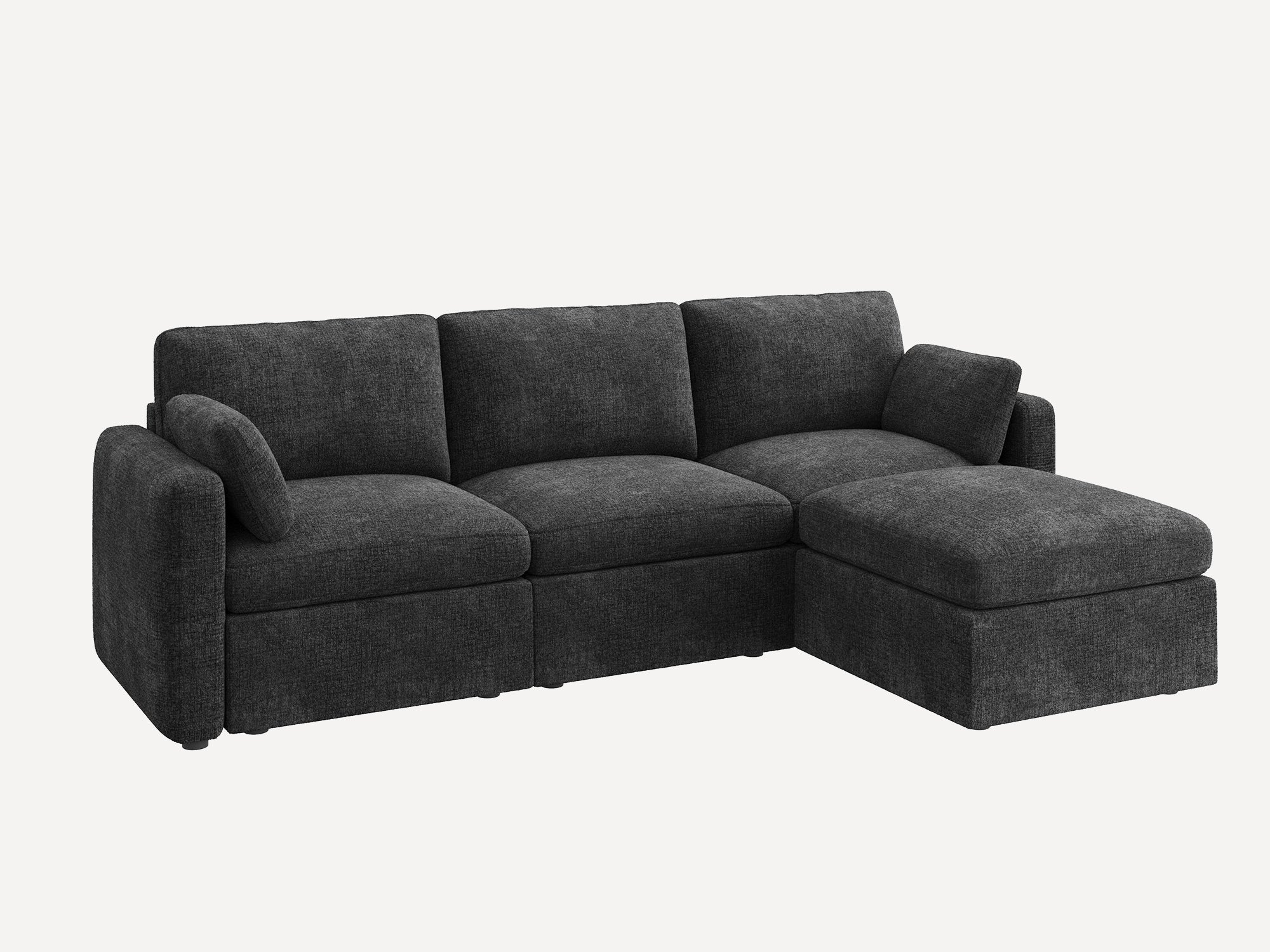 HONBAY 4-Piece Chenille Modular Sectional  Cloud Sofa With Oversized Storage Space