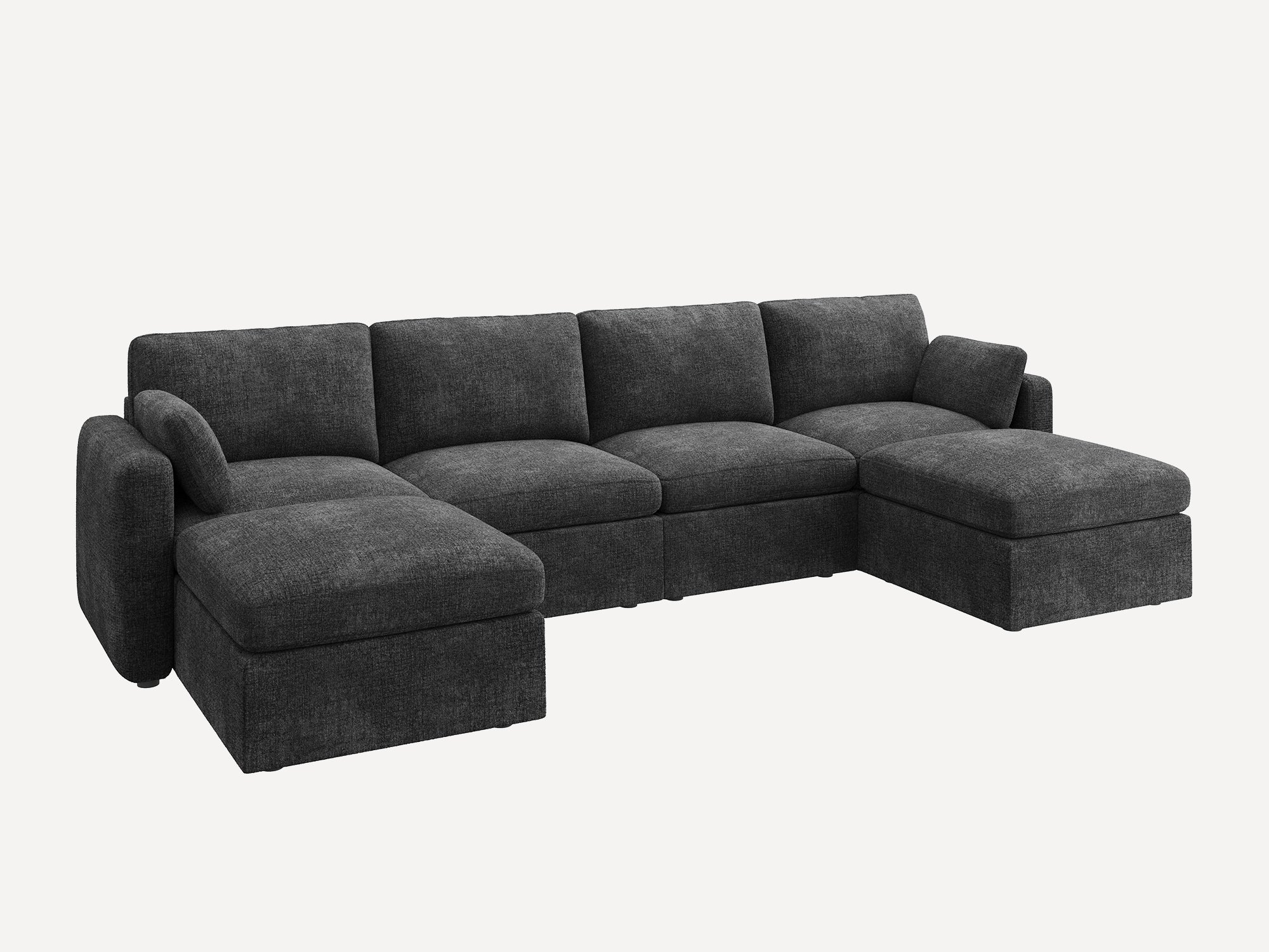 HONBAY 6-Piece Chenille Modular Sectional  Cloud Sofa With Oversized Storage Space