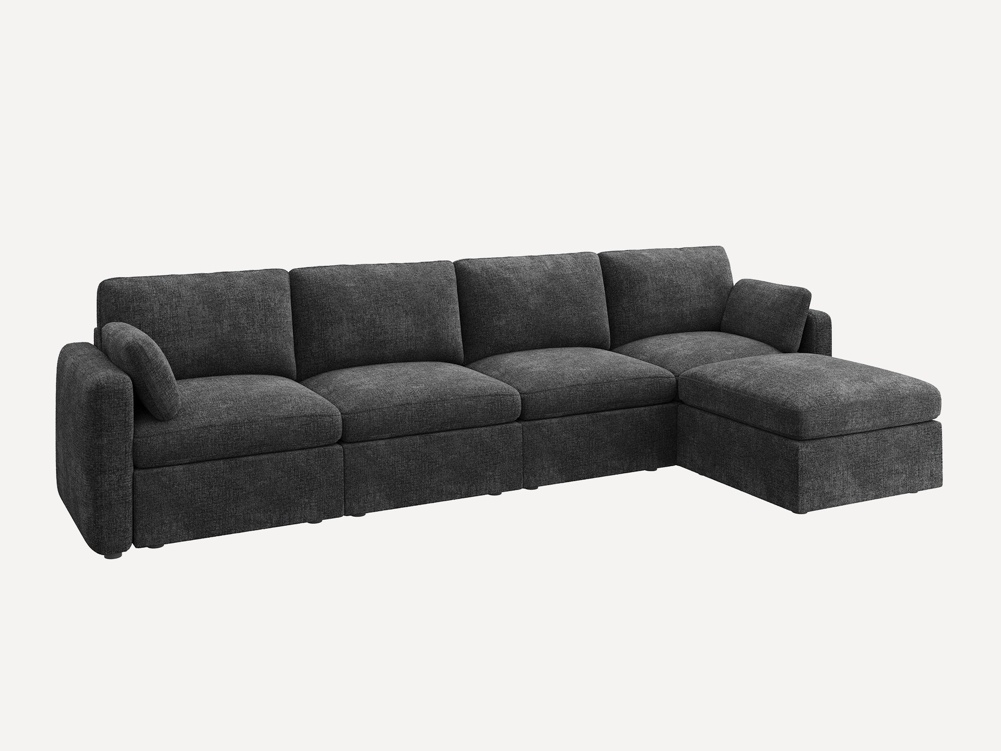 HONBAY 5-Piece Chenille Modular Sectional  Cloud Sofa With Oversized Storage Space