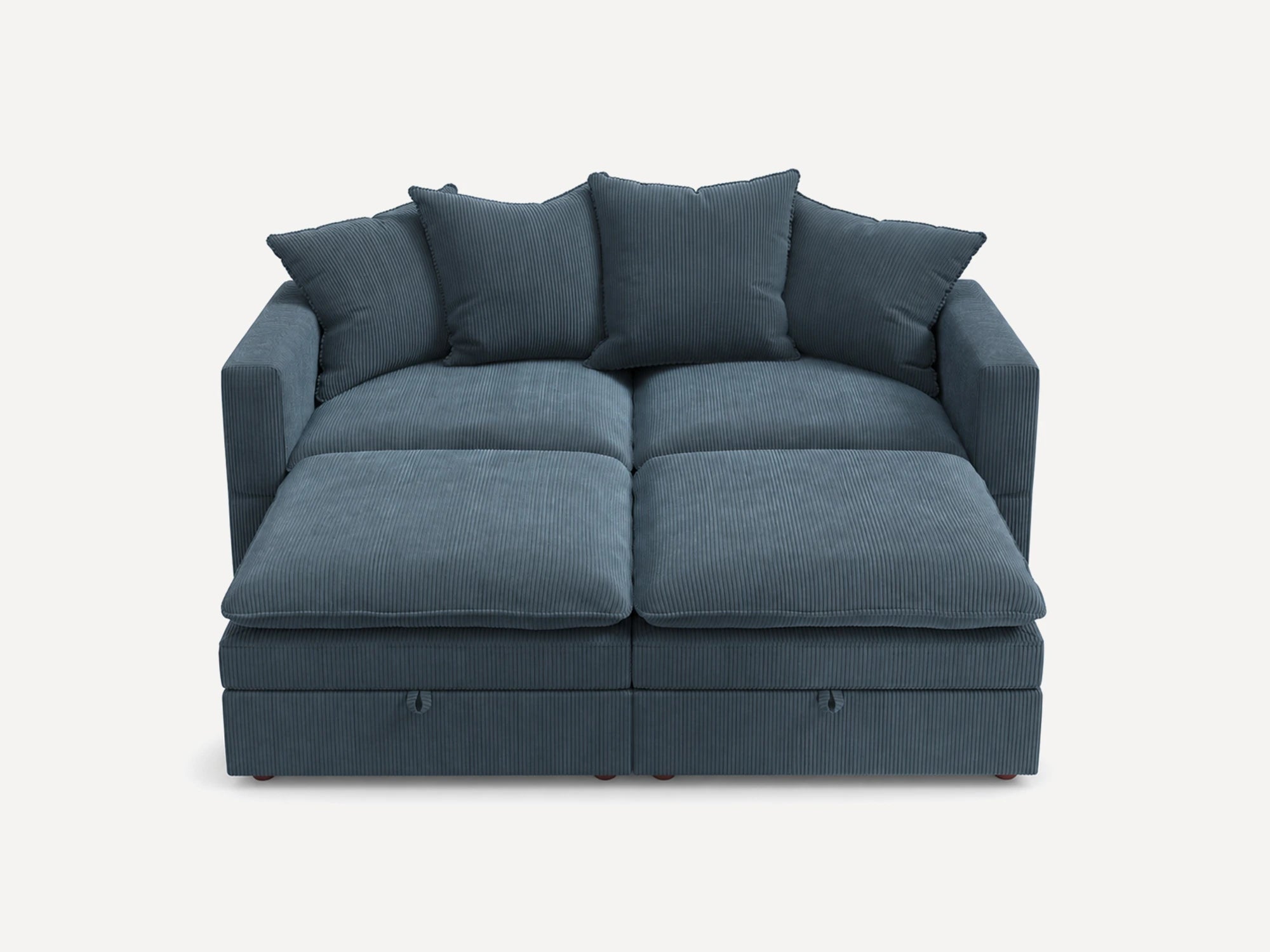 HONBAY 4-Piece Plush double-layer Cushion Corduroy Modular Sleeper Sectional Cloud Sofa
#Color_Corduroy Blue