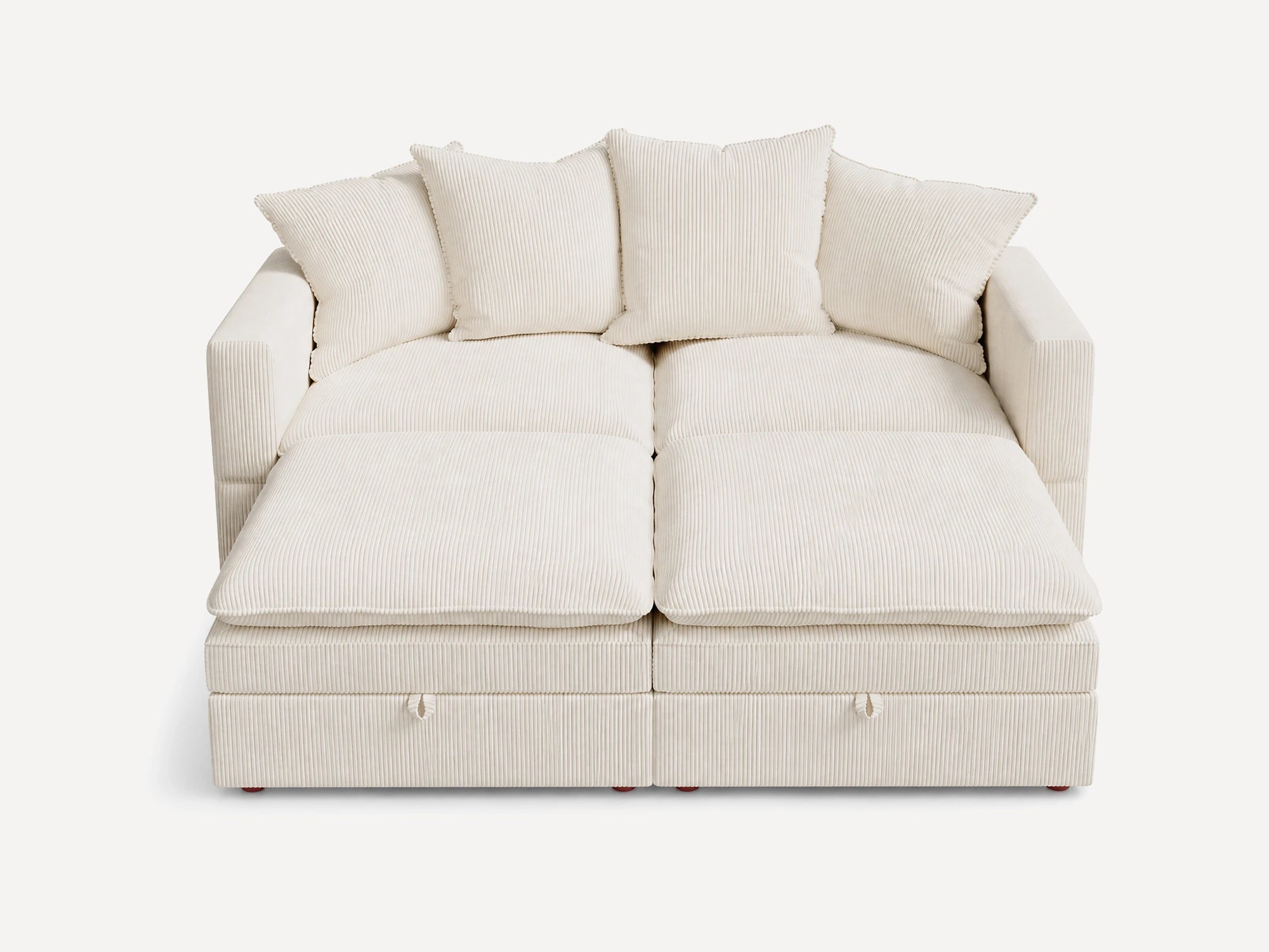 HONBAY 4-Piece Plush double-layer Cushion Corduroy Modular Sleeper Sectional Cloud Sofa
#Color_Corduroy Beige