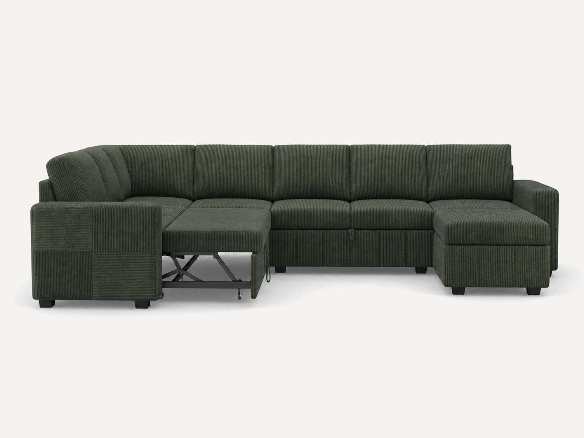 8-Piece Oversized U-Shaped Corduroy Pull-Out Sleeper
#Color_Corduroy Green