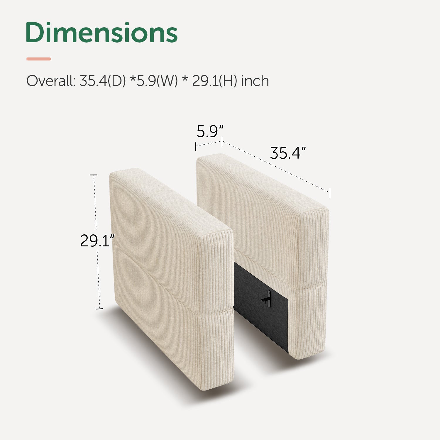 HONBAY 2 piece Corduroy Modular Cloud Sofa Universal Armrest/Backrest