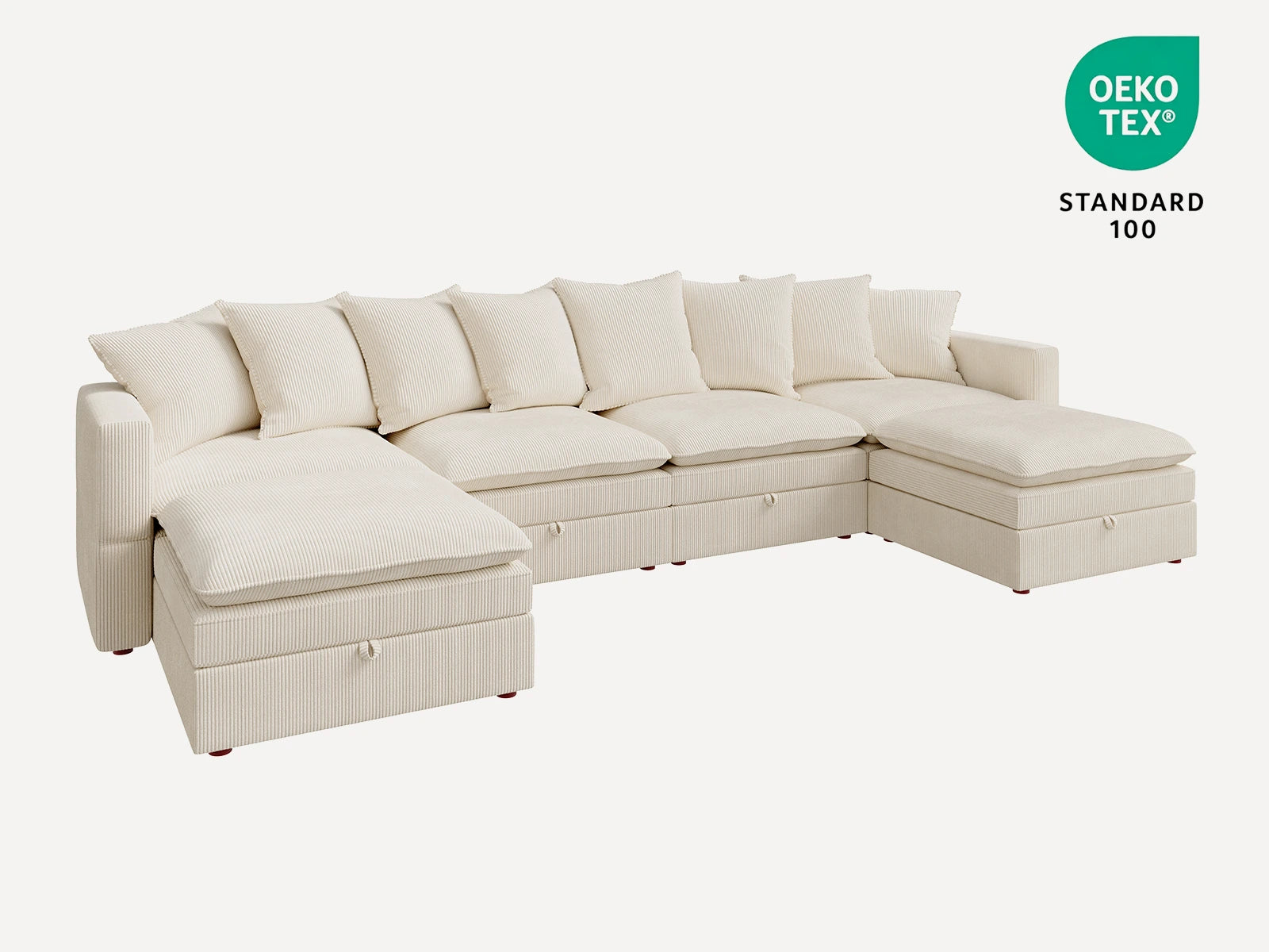 HONBAY 6-Piece Plush double-layer Cushion Corduroy Modular U-Shaped Sectional Cloud Sofa
#Color_Corduroy Beige