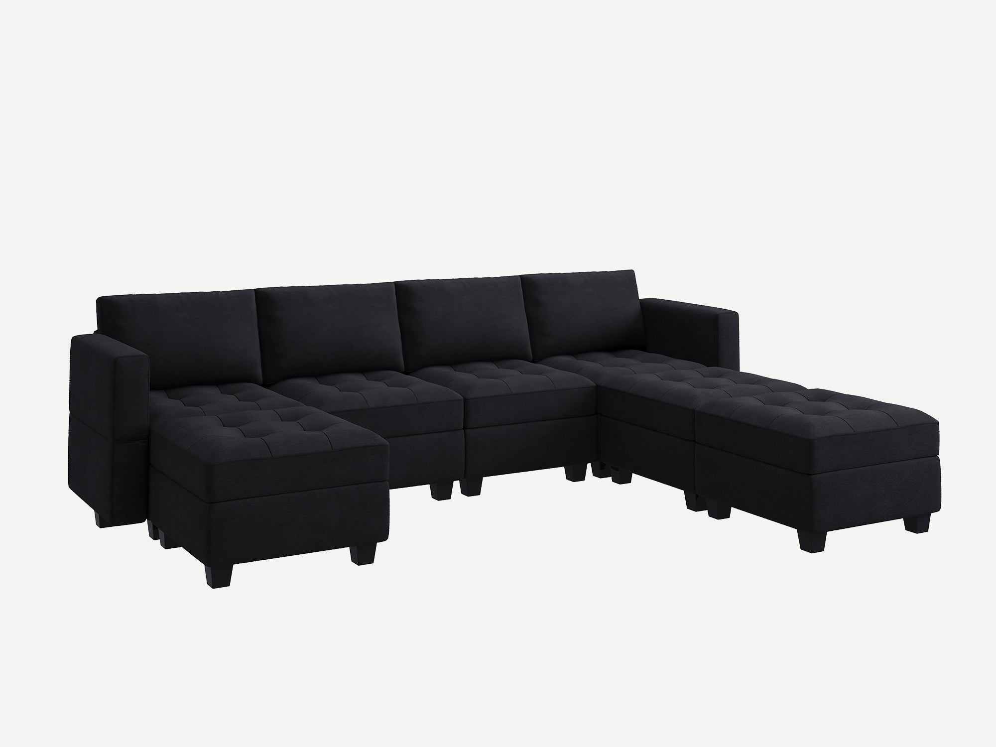 HONBAY 7-Piece Velvet Modular Sectional Adjustable Sofa With Storage Seat