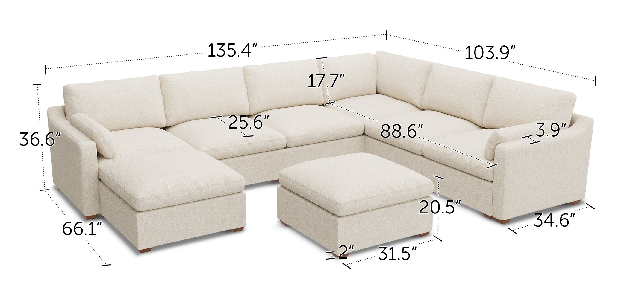 HONBAY Luvina 8-Piece Oversized Cloud Down-Filled Chenille Modular