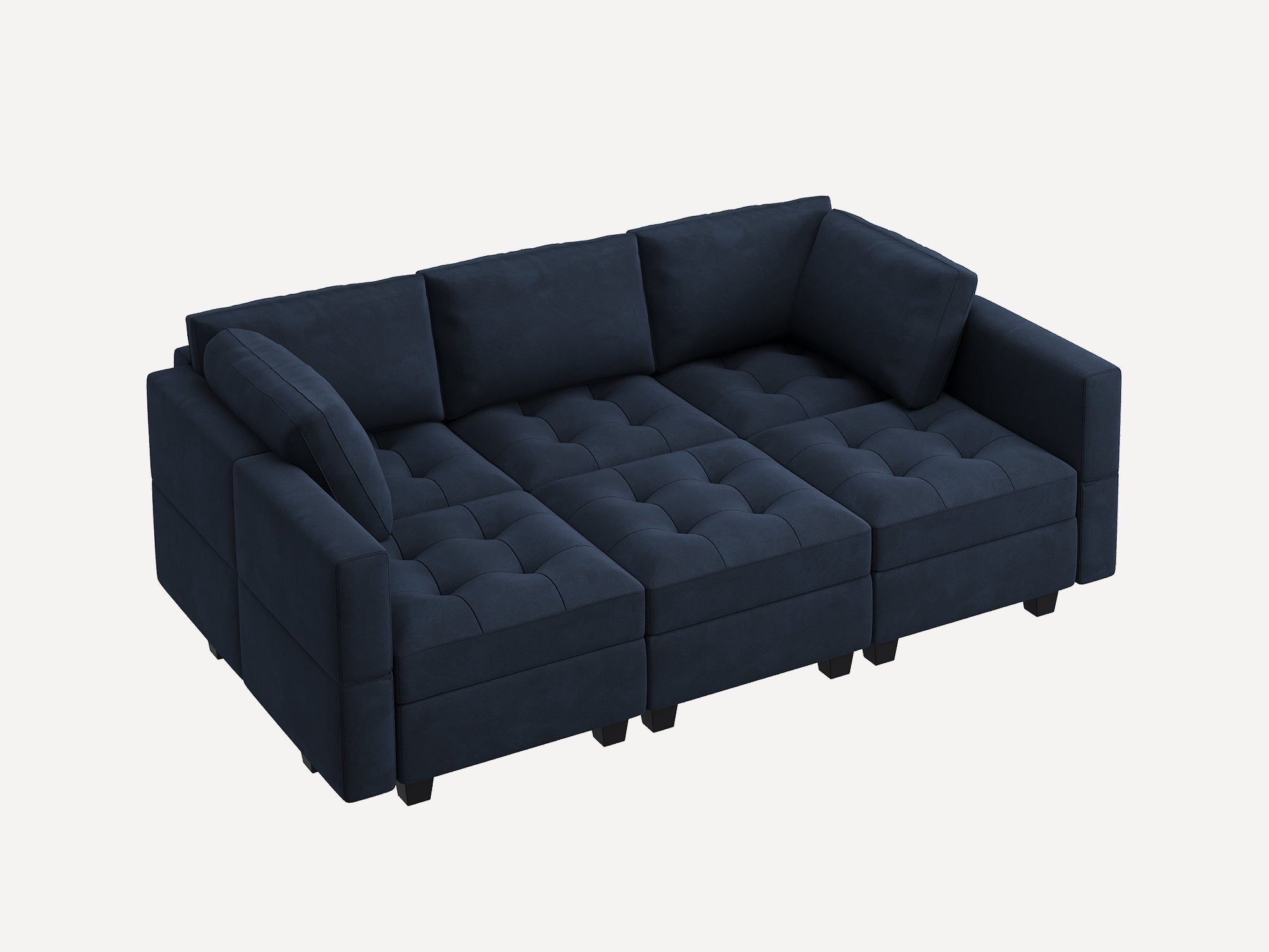 HONBAY Velvet Modular Sleeper Sectional Adjustable Sofa With Storage Seat