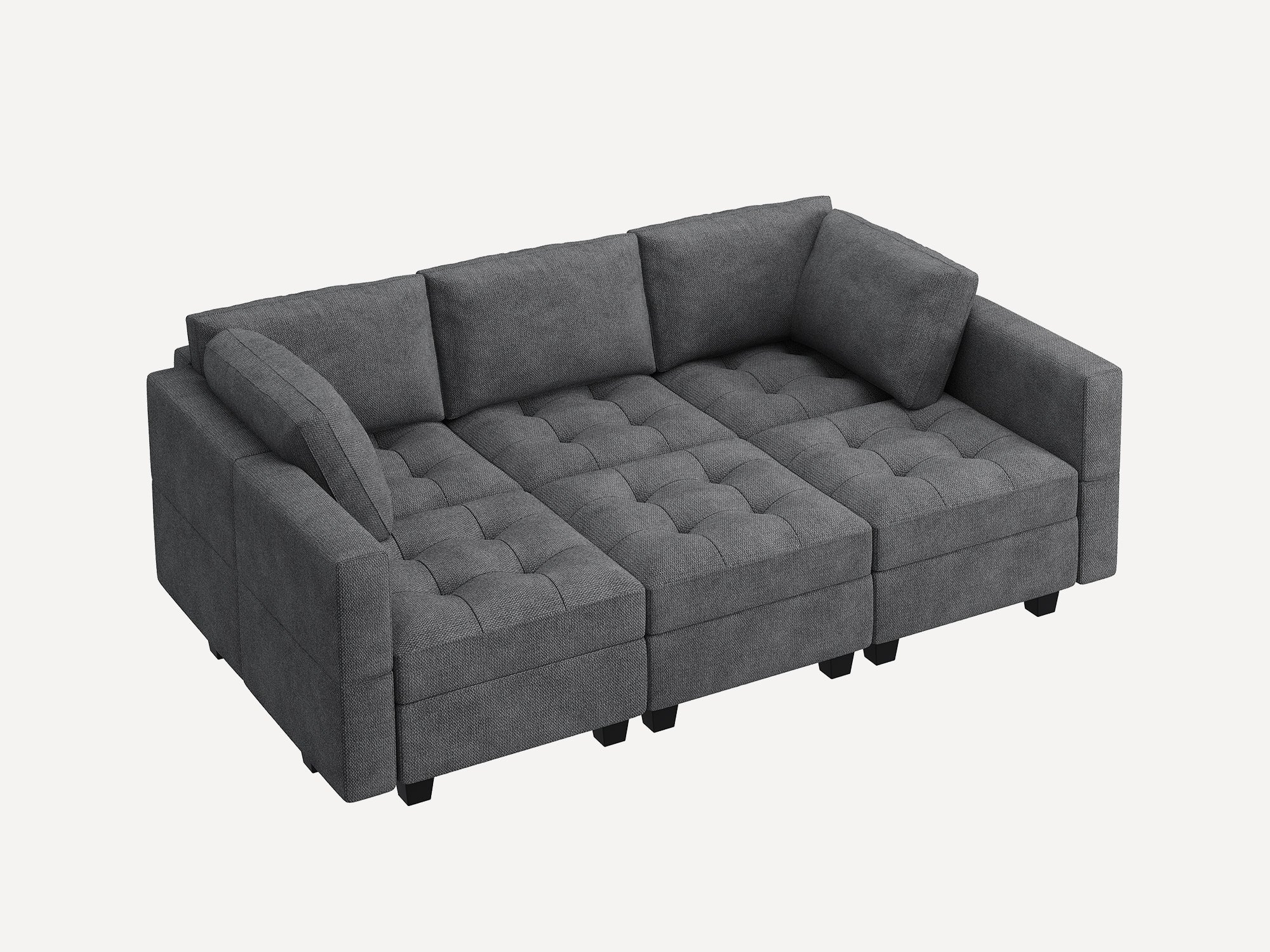 HONBAY Polyester Modular Sleeper Sectional Adjustable Sofa With Storage Seat