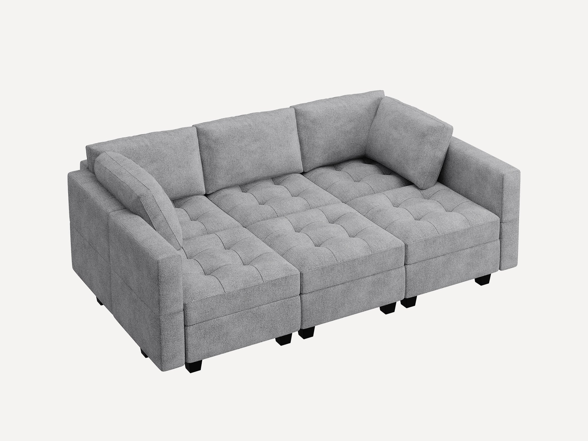 HONBAY Polyester Modular Sleeper Sectional Adjustable Sofa With Storage Seat