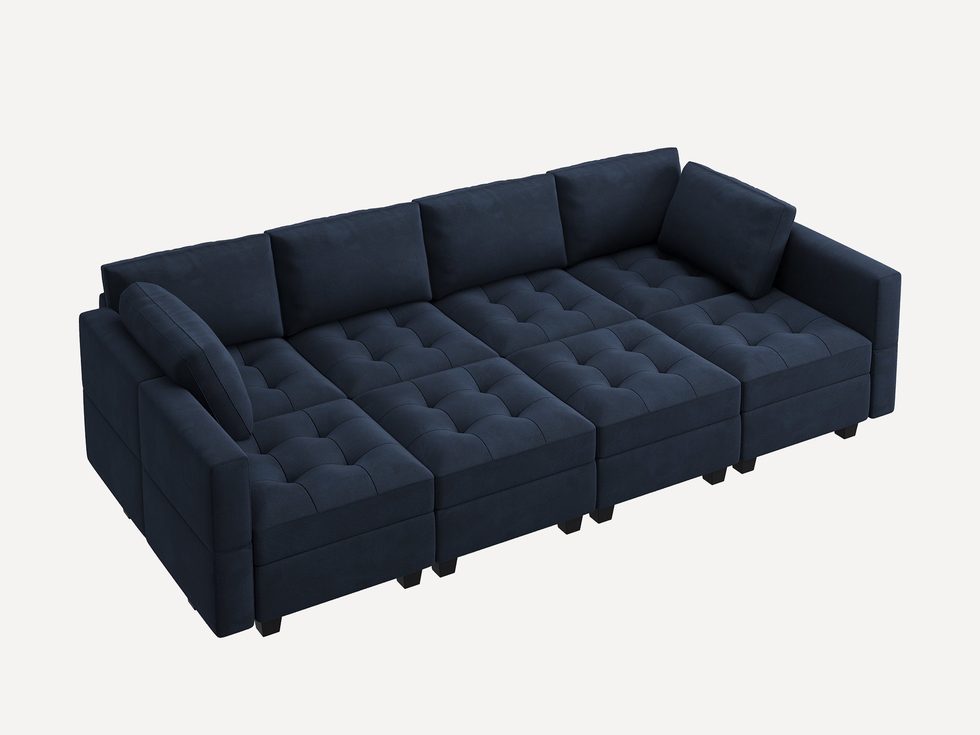 HONBAY Velvet Modular Sleeper Sectional Adjustable Sofa With Storage Seat