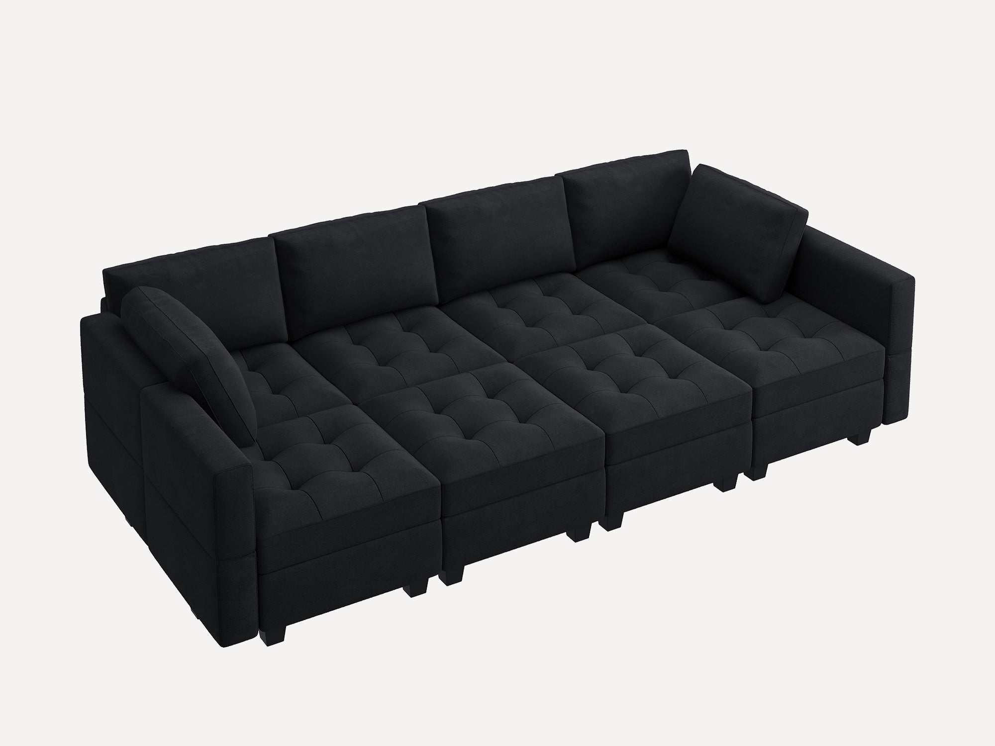 HONBAY Velvet Modular Sleeper Sectional Adjustable Sofa With Storage Seat