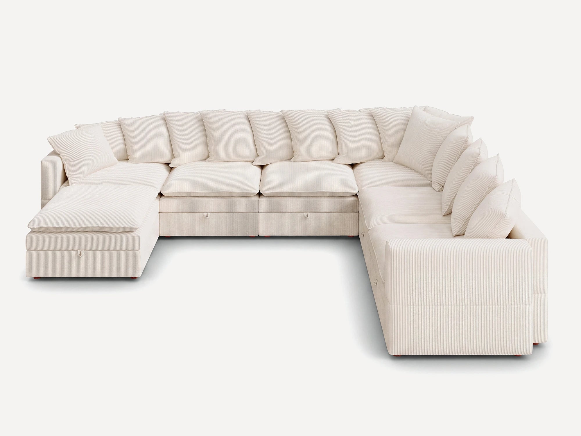 HONBAY 7-Piece Plush double-layer Cushion Corduroy Modular U-Shaped Sectional Cloud Sofa
#Color_Corduroy Beige