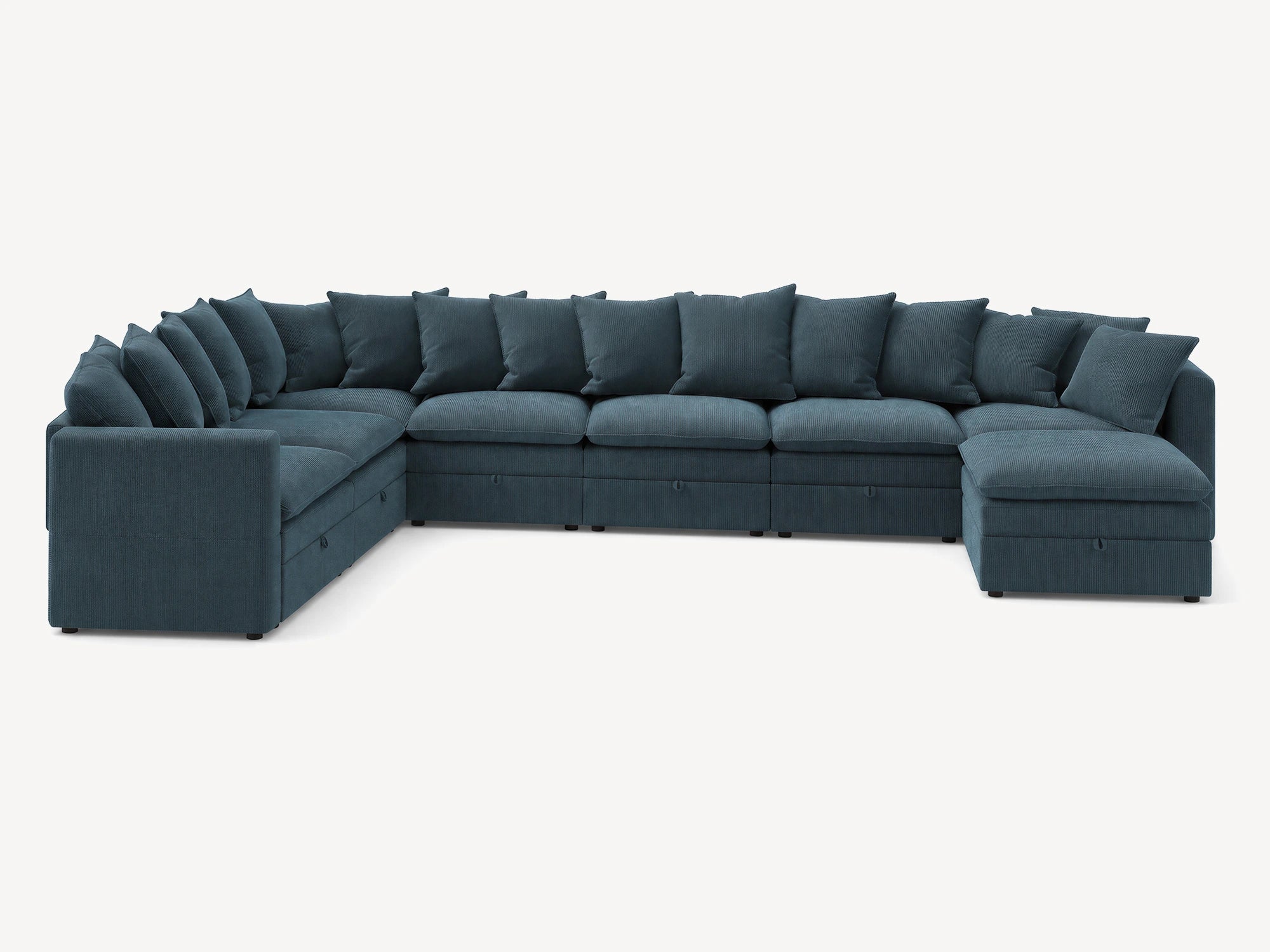 HONBAY 8-Piece Plush double-layer Cushion Corduroy Modular U-Shaped Sectional Cloud Sofa
#Color_Corduroy Blue 