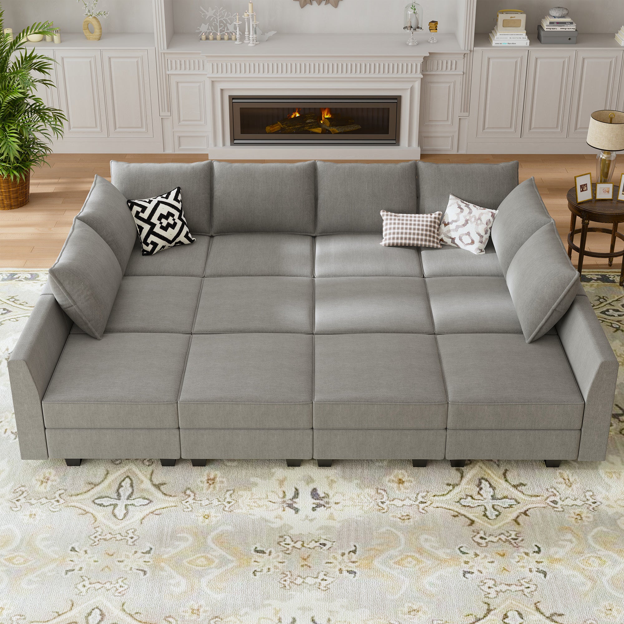 HONBAY 12-Piece Polyester Modular Sectional Sofa With Storage Seat